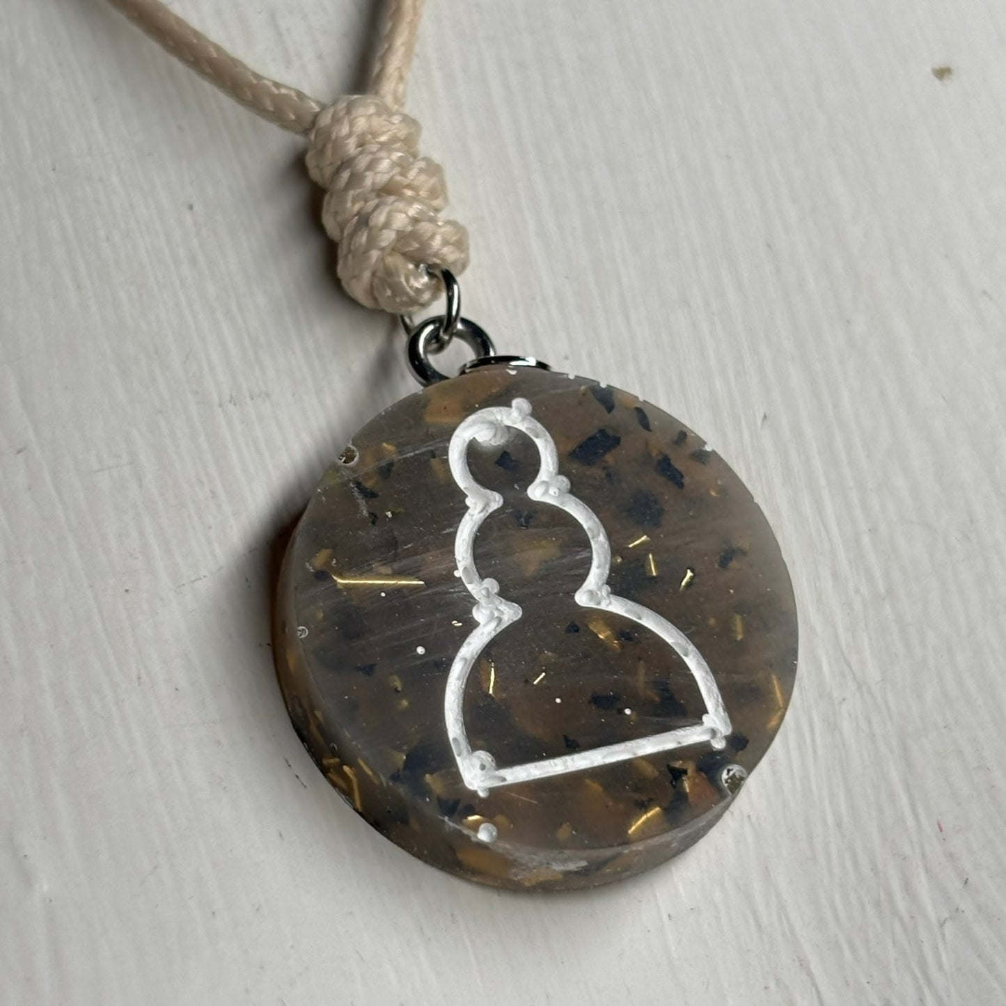 Vintage Crystal Pawn - Handmade Resin Chess Necklace