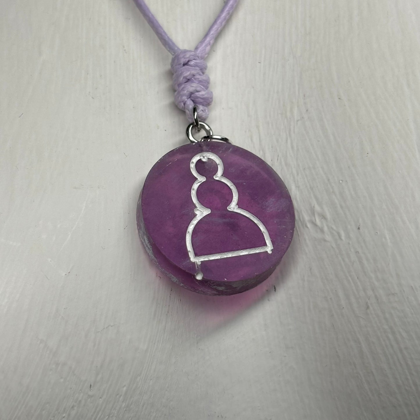Slick Purple Pawn - Handmade Resin Chess Necklace