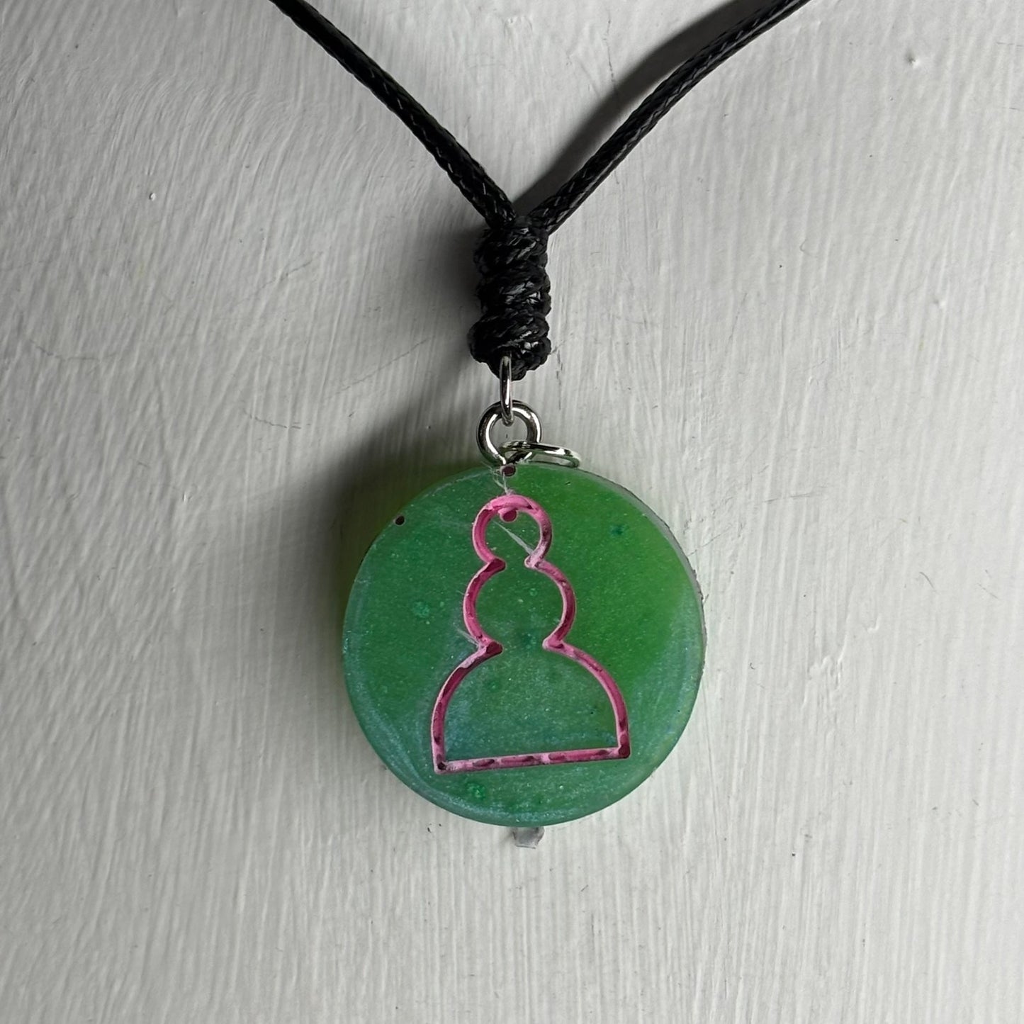 Mint Green Pawn - Handmade Resin Chess Necklace