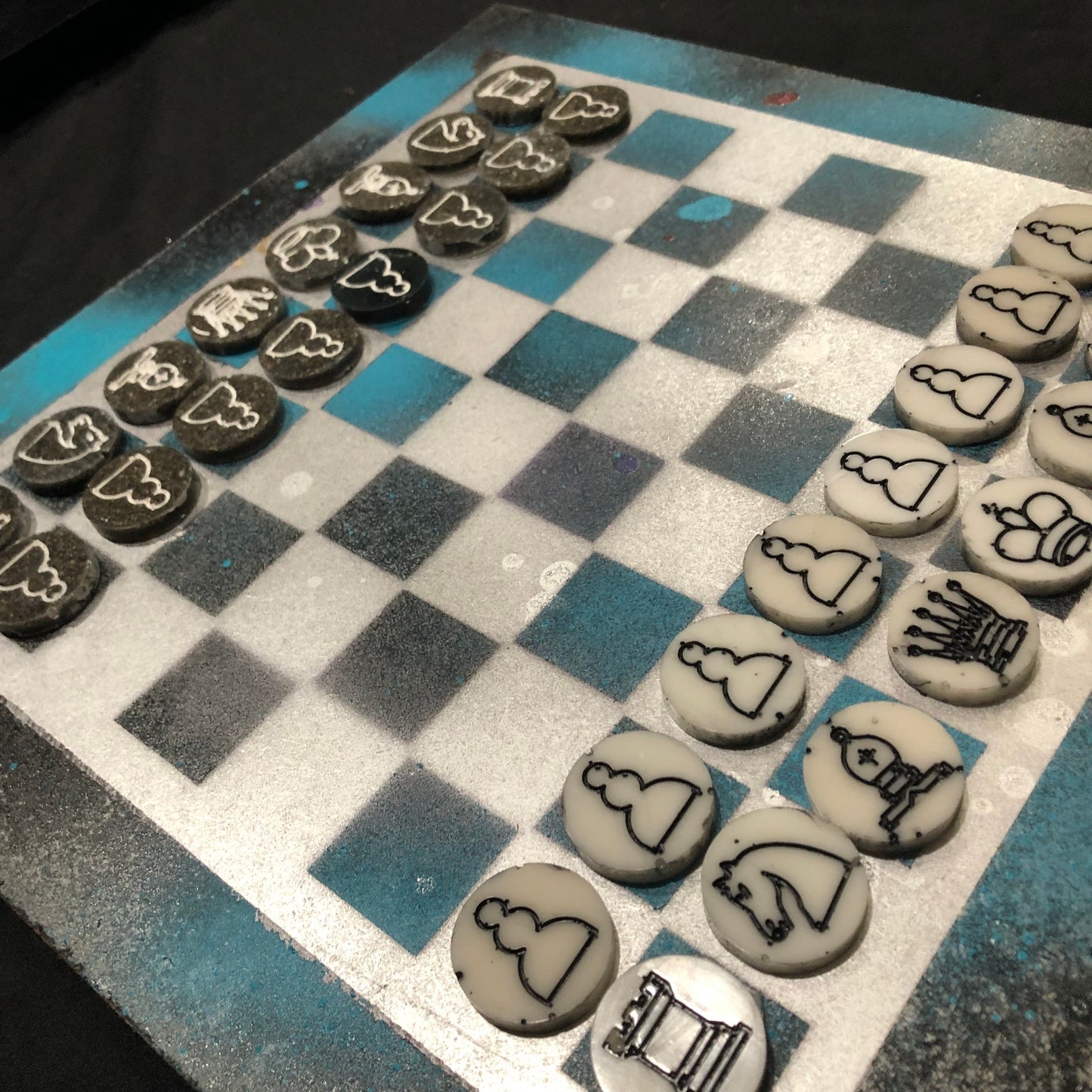 Blue Galaxy - Painted Chess Set