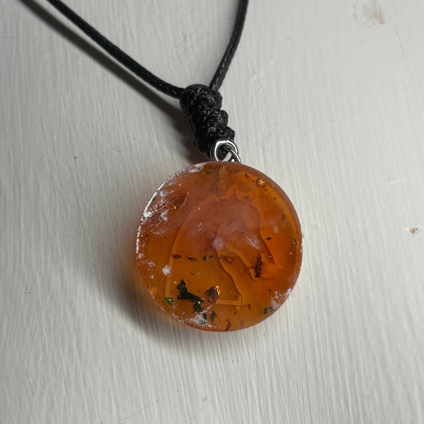 Orange Knight - Handmade Resin Chess Necklace