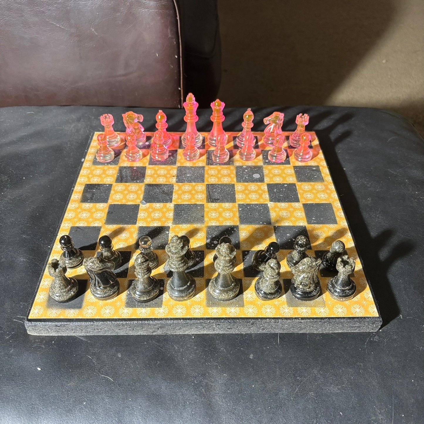 Yellow & Pink Vintage Pattern - Scrapbook Chess Set