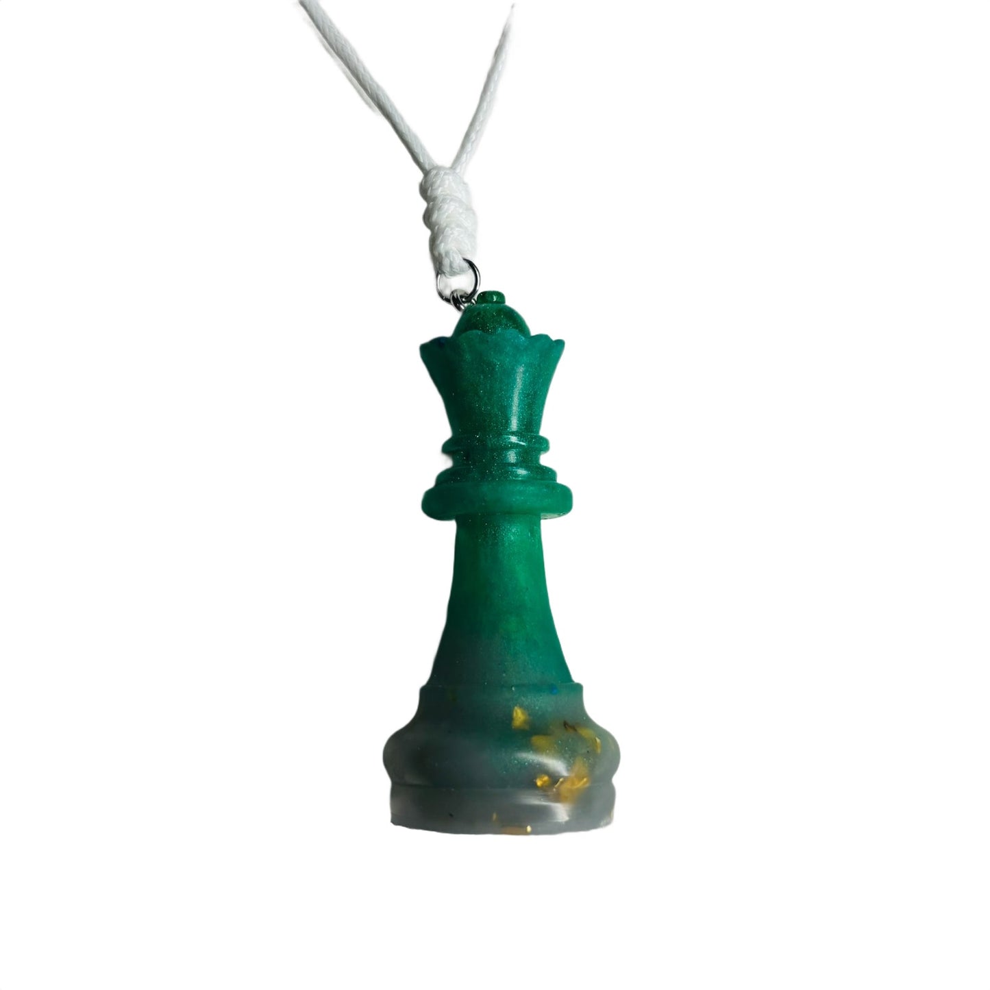 Green Queen - Handmade Resin Chess Necklace