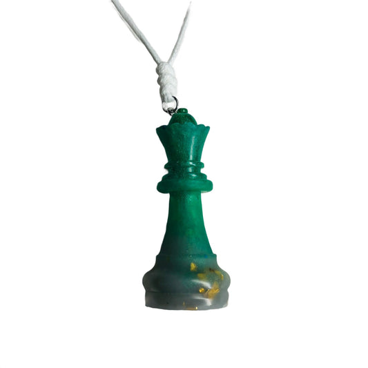 Green Queen - Handmade Resin Chess Necklace