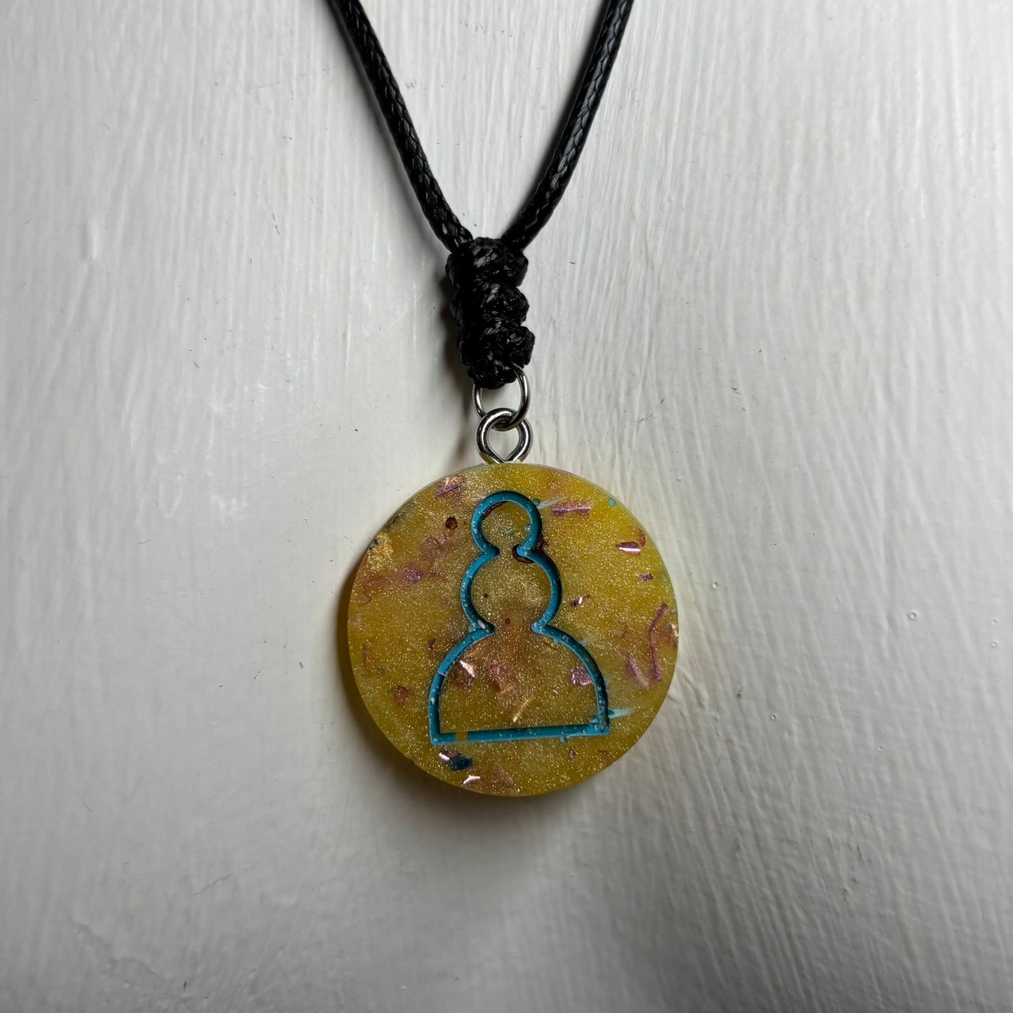 Yellow Crystal Pawn - Handmade Resin Chess Necklace