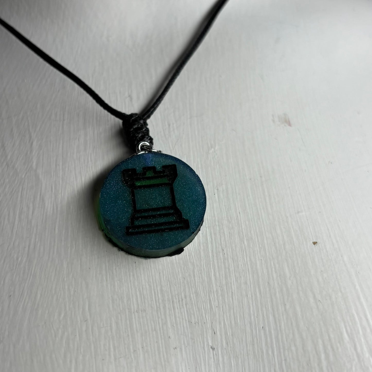 Green Rook - Handmade Resin Chess Necklace