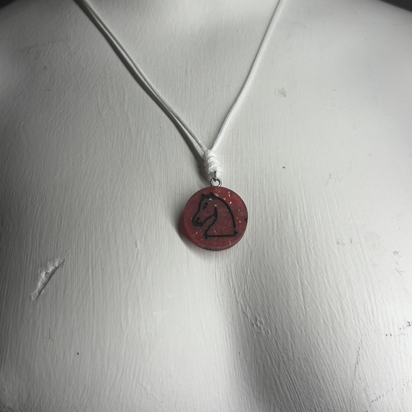 Crystal red Knight - Handmade Resin Chess Necklace