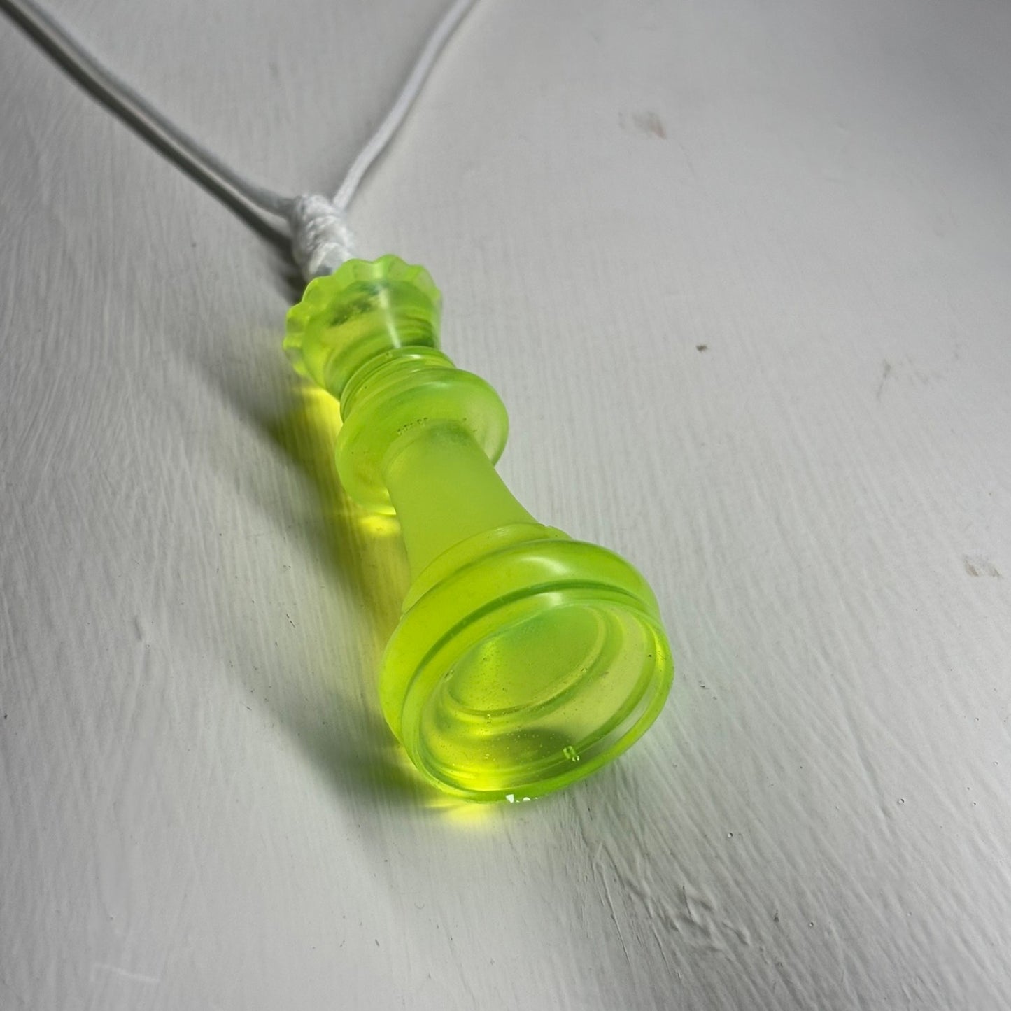 Neon Green Queen - Handmade Resin Chess Necklace