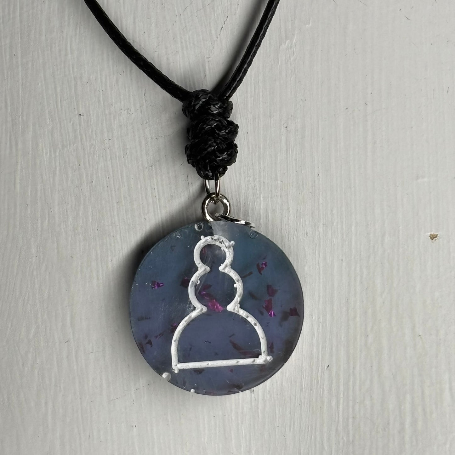Translucent blue Pawn - Handmade Resin Chess Necklace