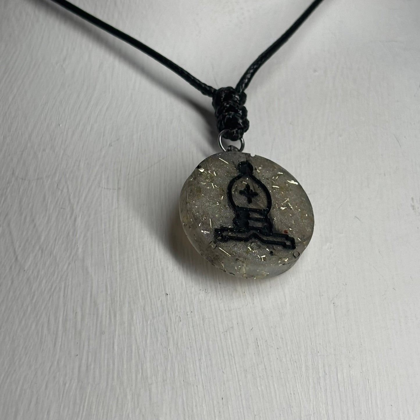 Crystal White Bishop - Handmade Resin Chess Necklace