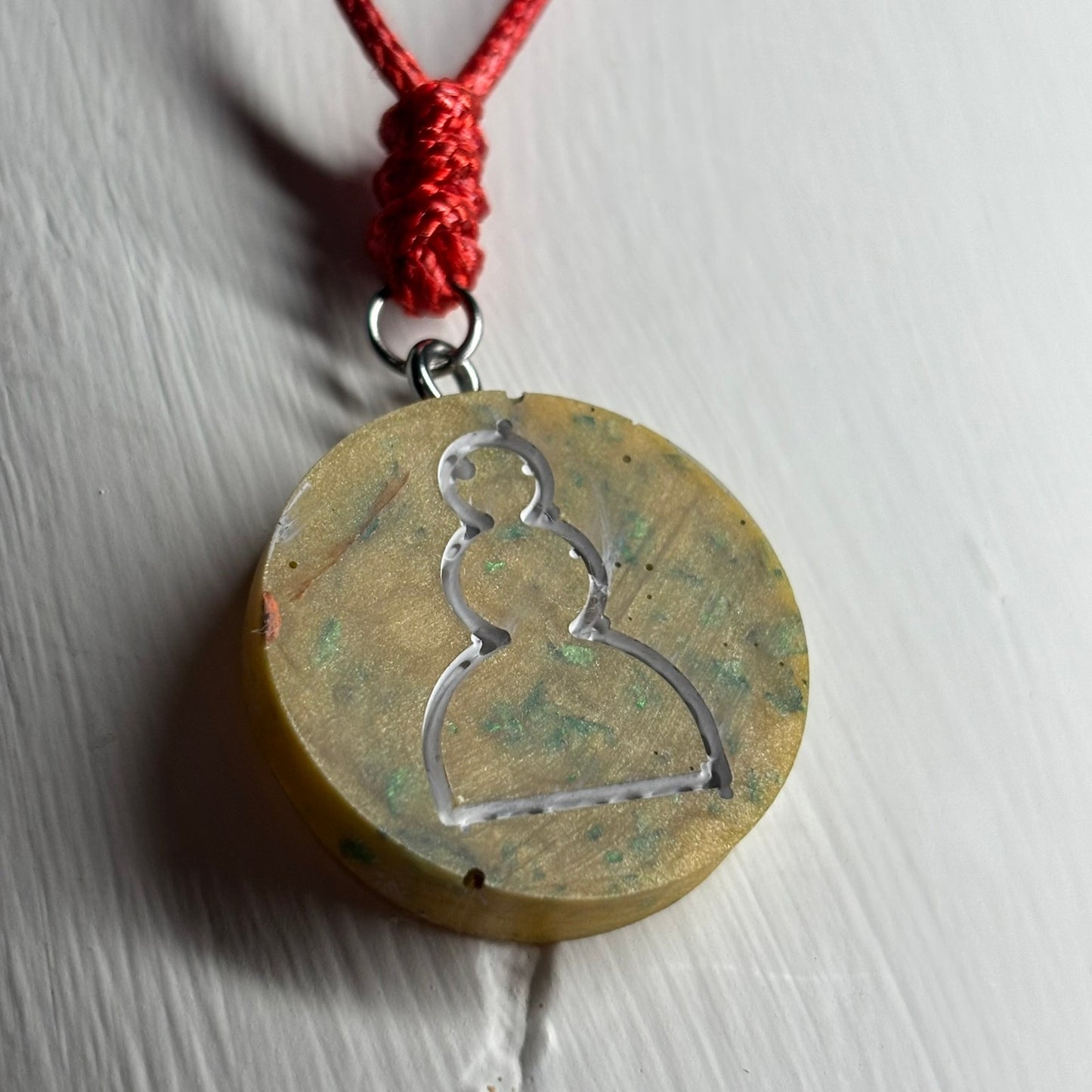 Tattered Yellow Pawn - Handmade Resin Chess Necklace