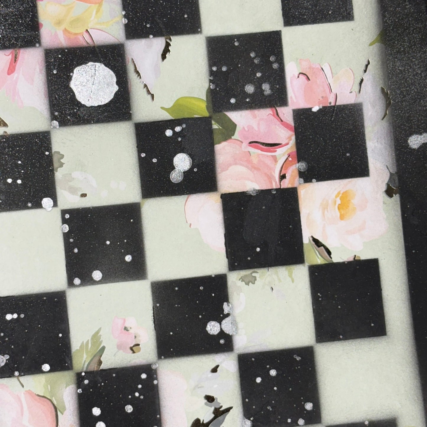 Mint Green Pink - Scrapbook Chess Board
