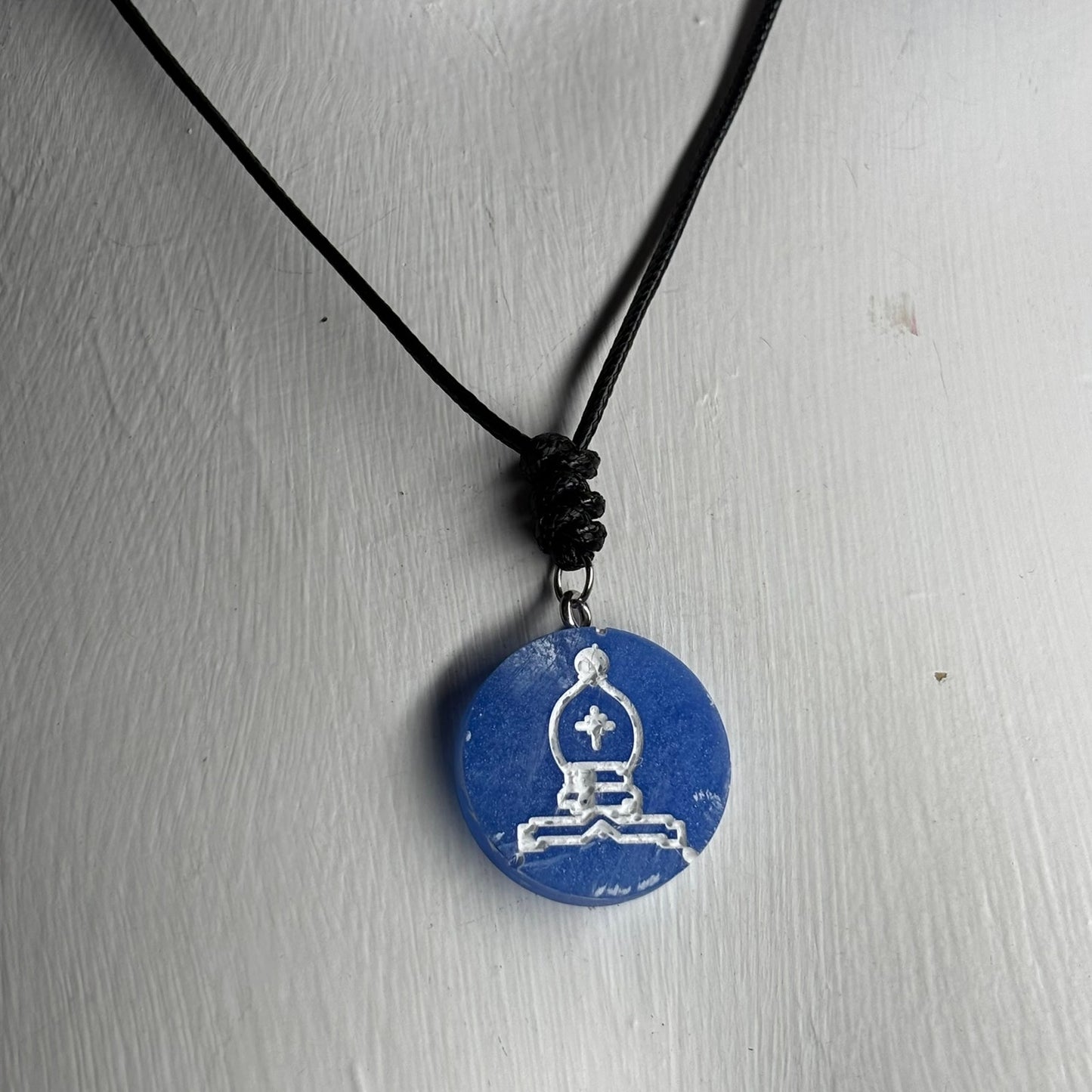Blue Bishop - Handmade Resin Chess Necklace