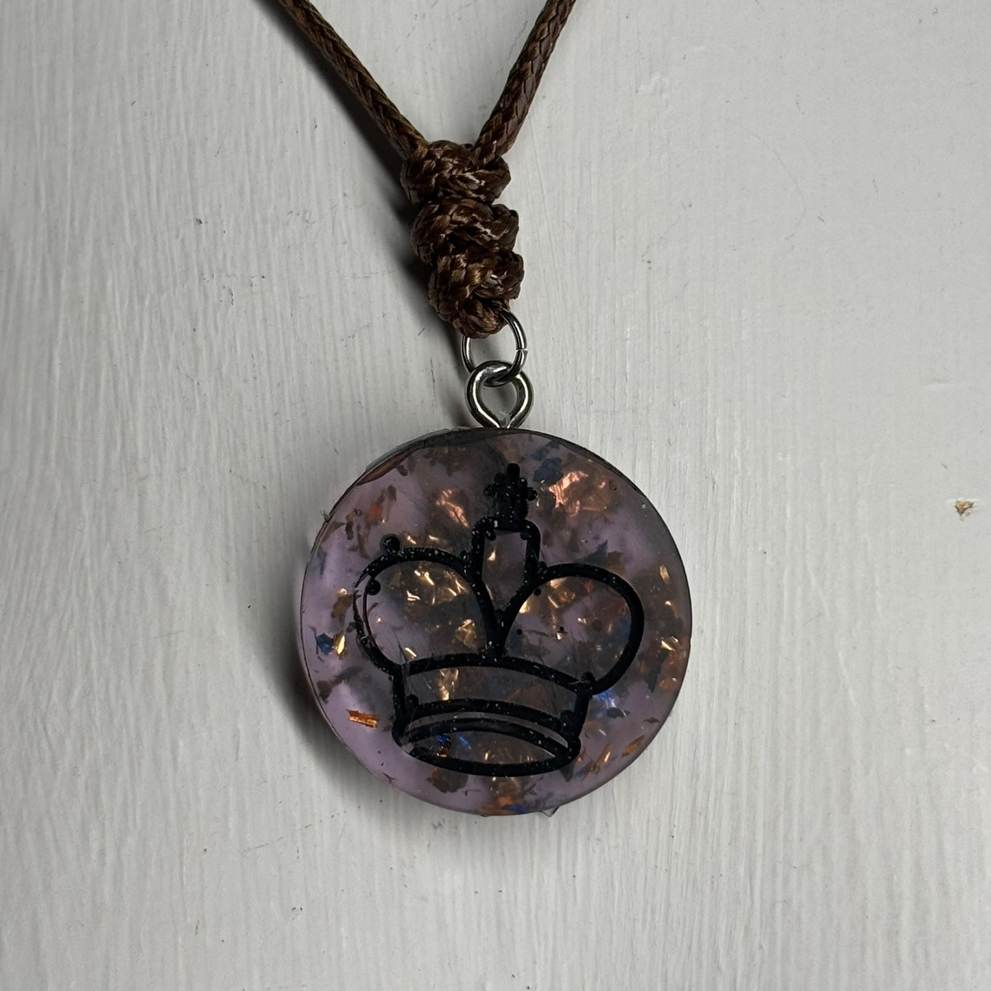 Translucent Sparkle King - Handmade Resin Chess Necklace