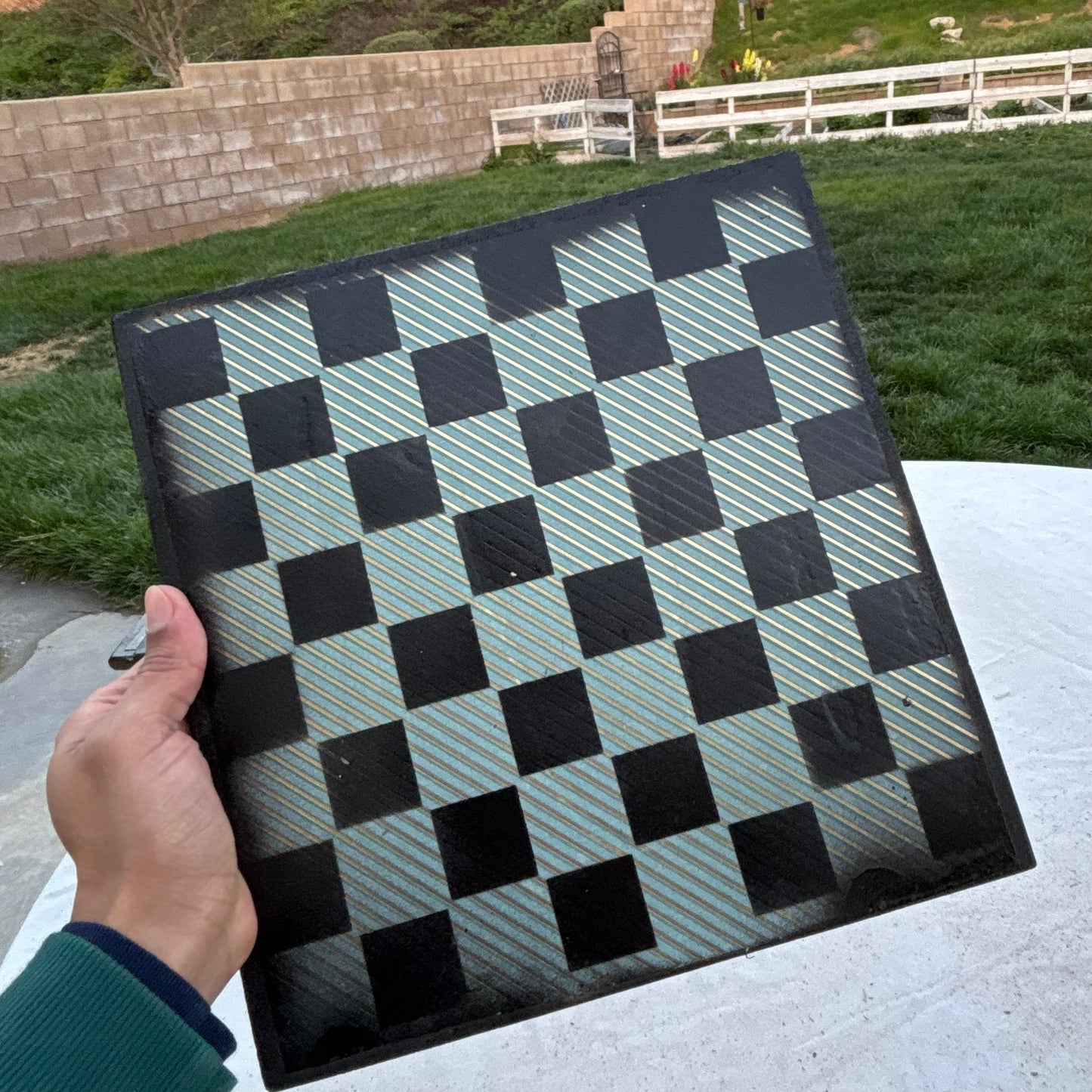 Green Vintage Lines - Scrapbook Chess Set