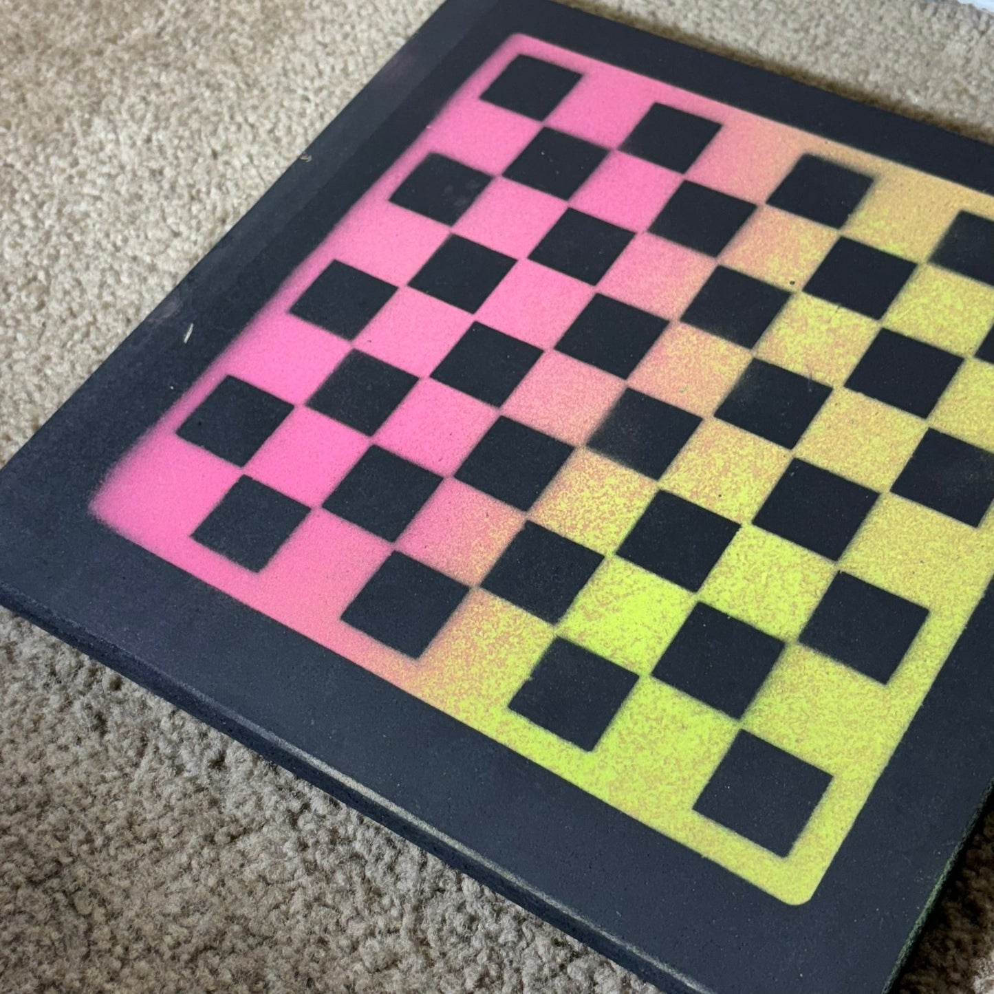 Lime Green Pink - Painted Chess Board