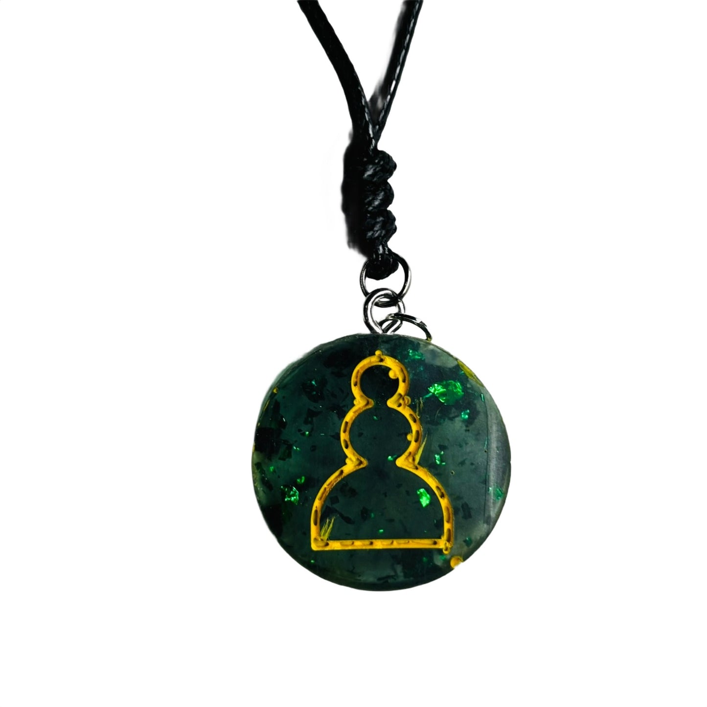 Crystal Green Pawn - Handmade Resin Chess Necklace