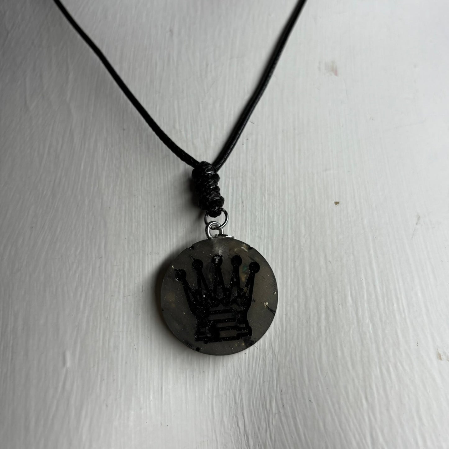 Silver Queen - Handmade Resin Chess Necklace