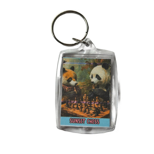 Pandas Play - Chess  Photo Keychain