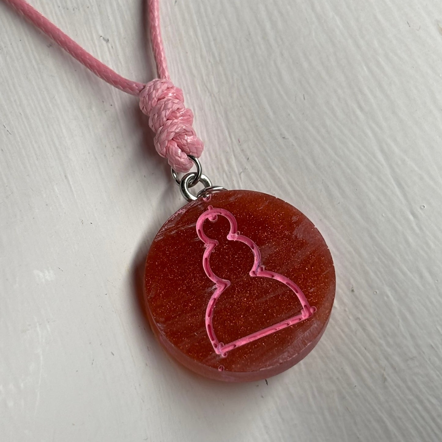 Classy Pink Pawn - Handmade Resin Chess Necklace
