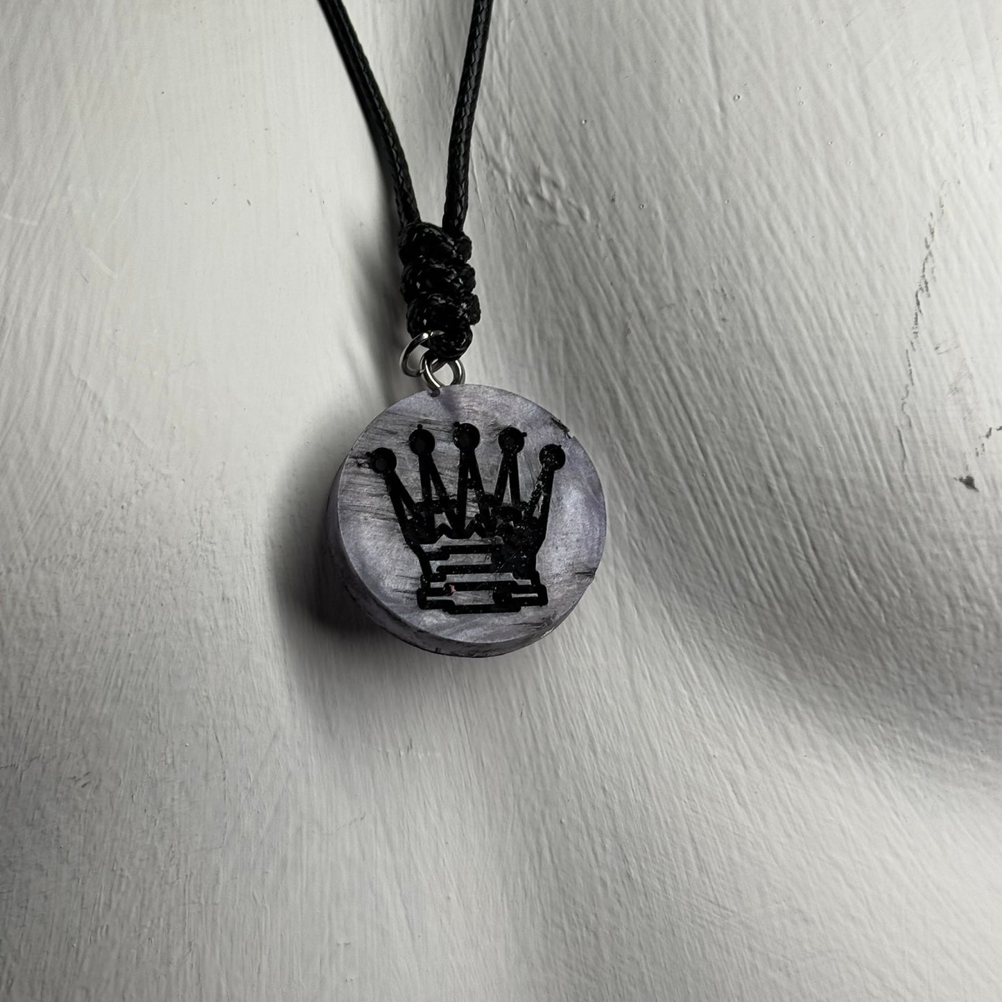 Midnight Purple Queen - Handmade Resin Chess Necklace - Flat Edition