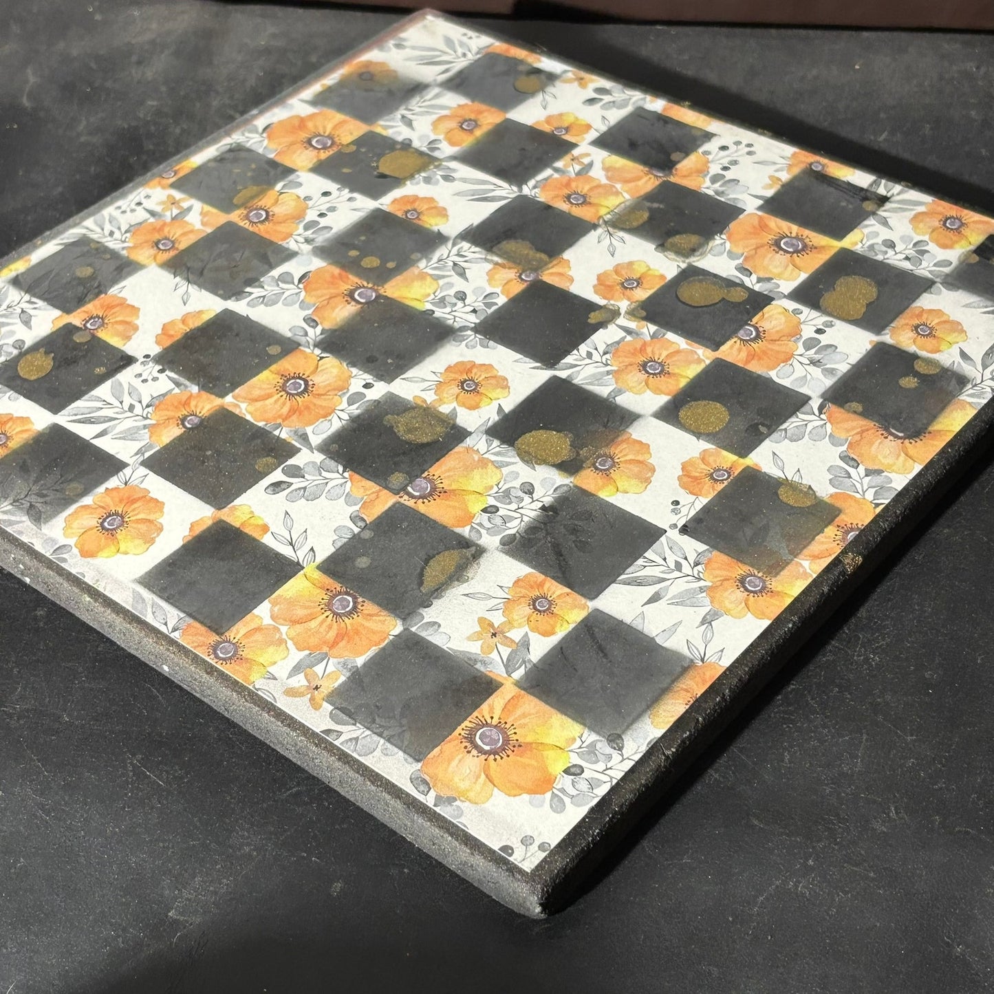 Vintage Yellow Flowers - Scrapbook Chess Board