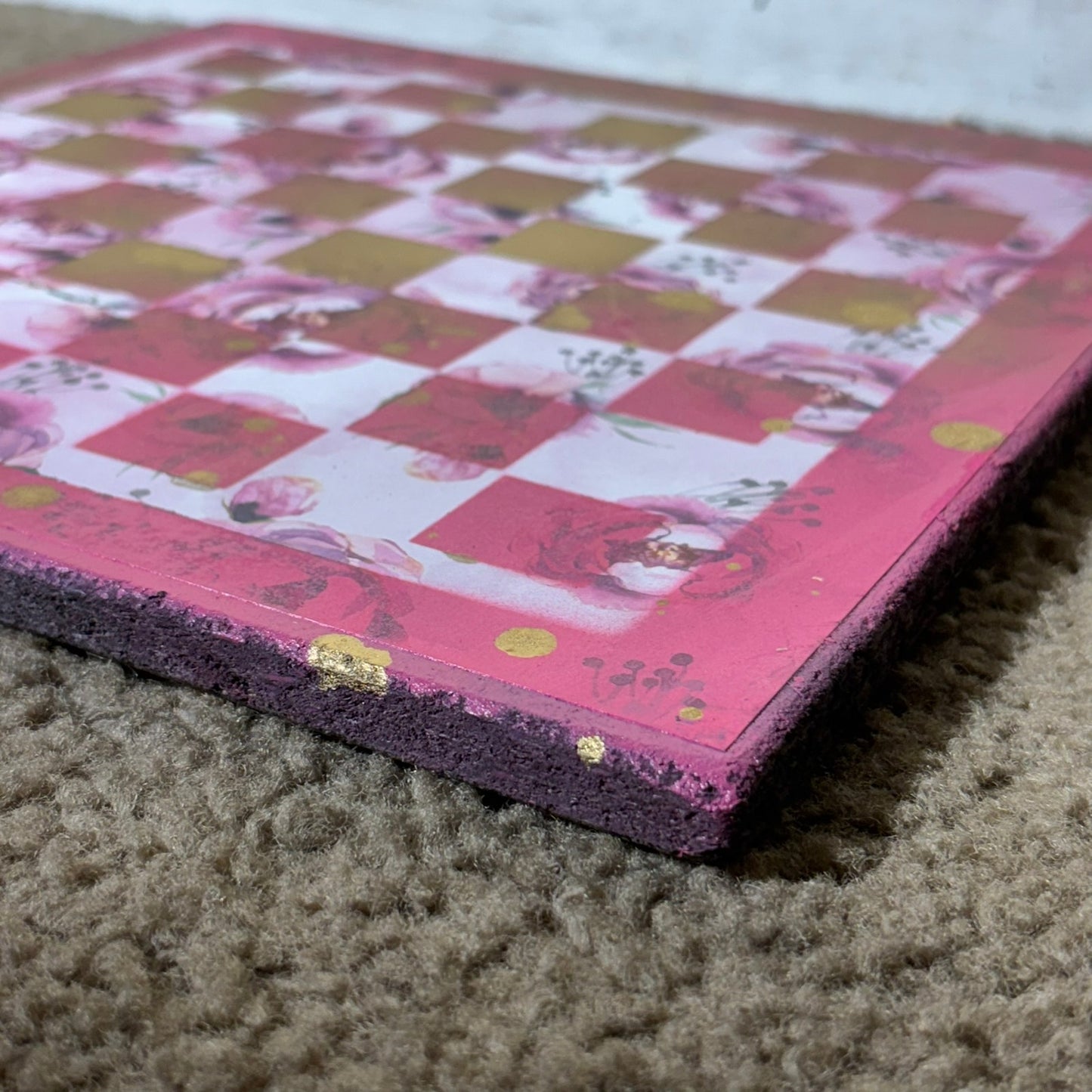 Gold Pink Lush - Scrapbook Chess Board