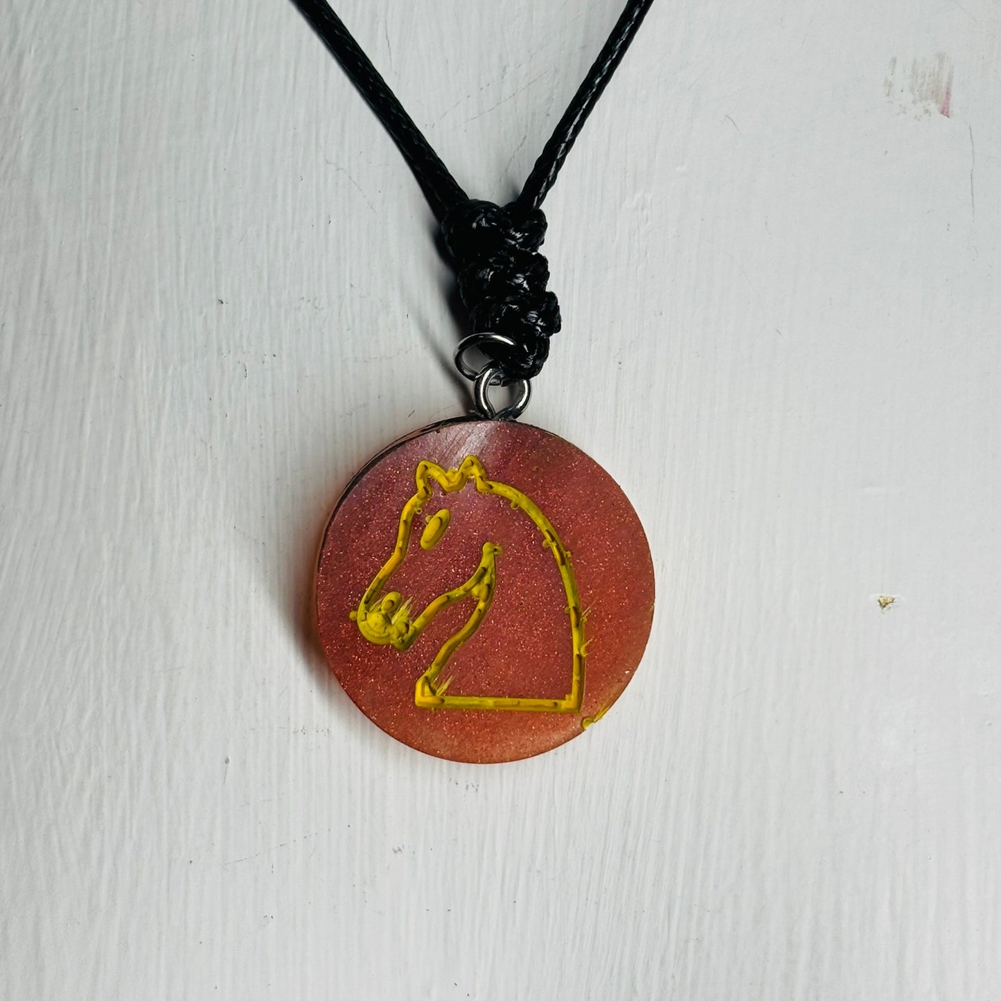 Red Knight - Handmade Resin Chess Necklace - Flat Edition