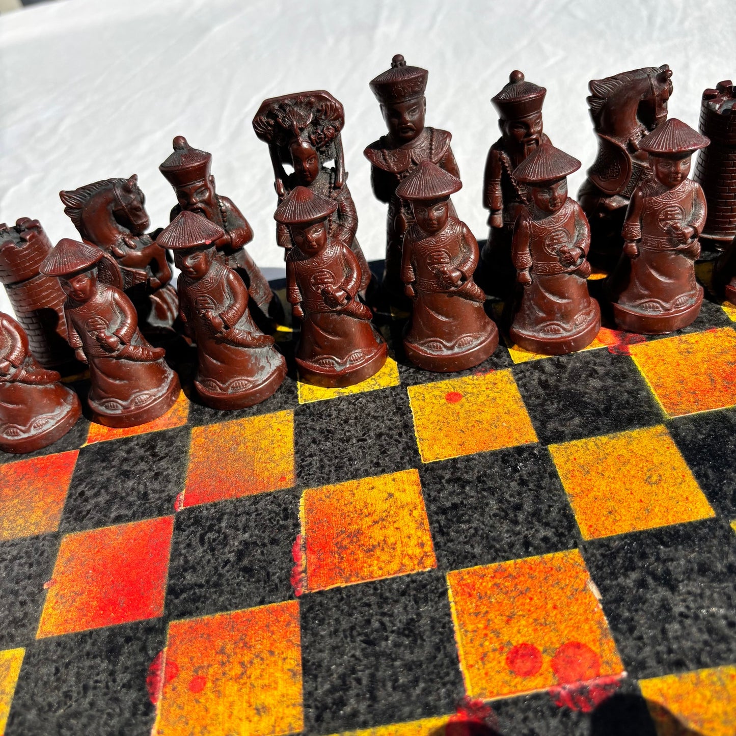 Fire Orange & Black  - Chinese Edition Chess Set