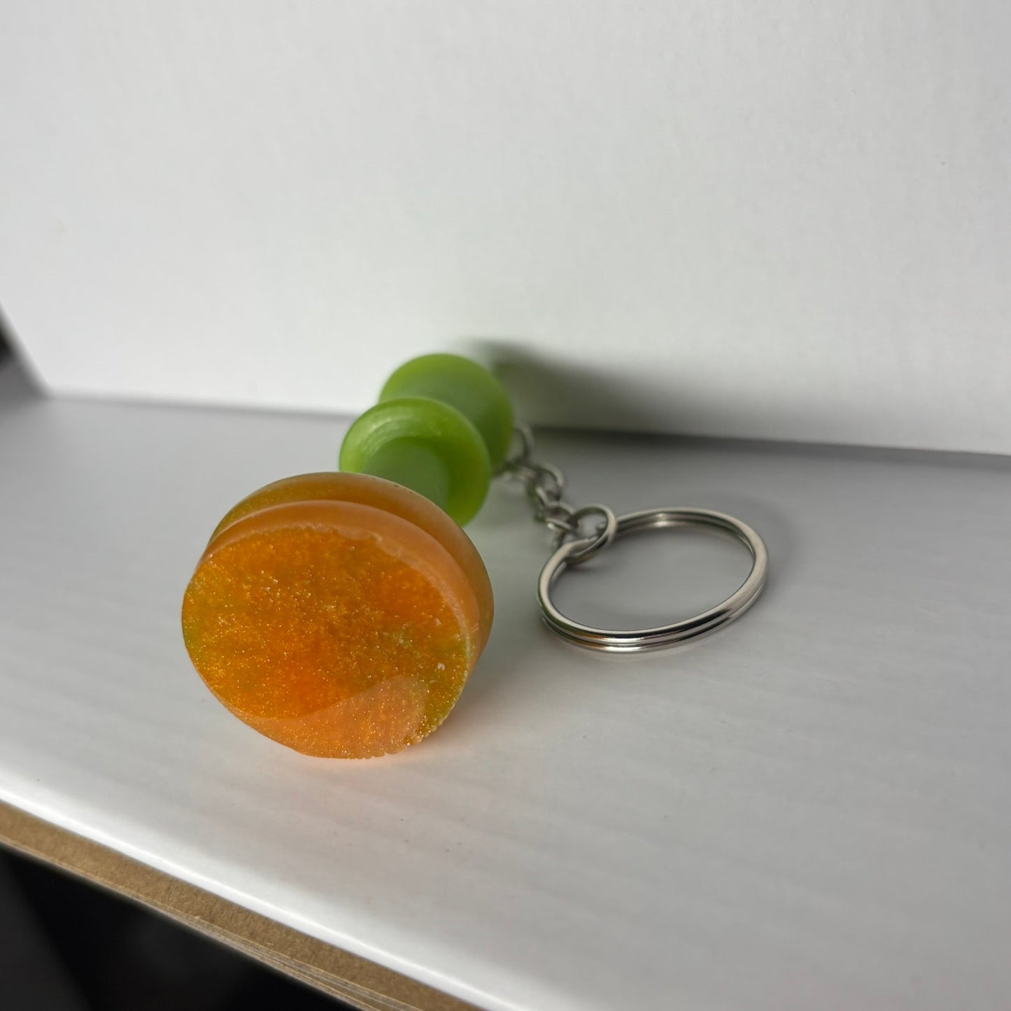 Orange Bottom Handmade Resin Keychain - One of a Kind Design