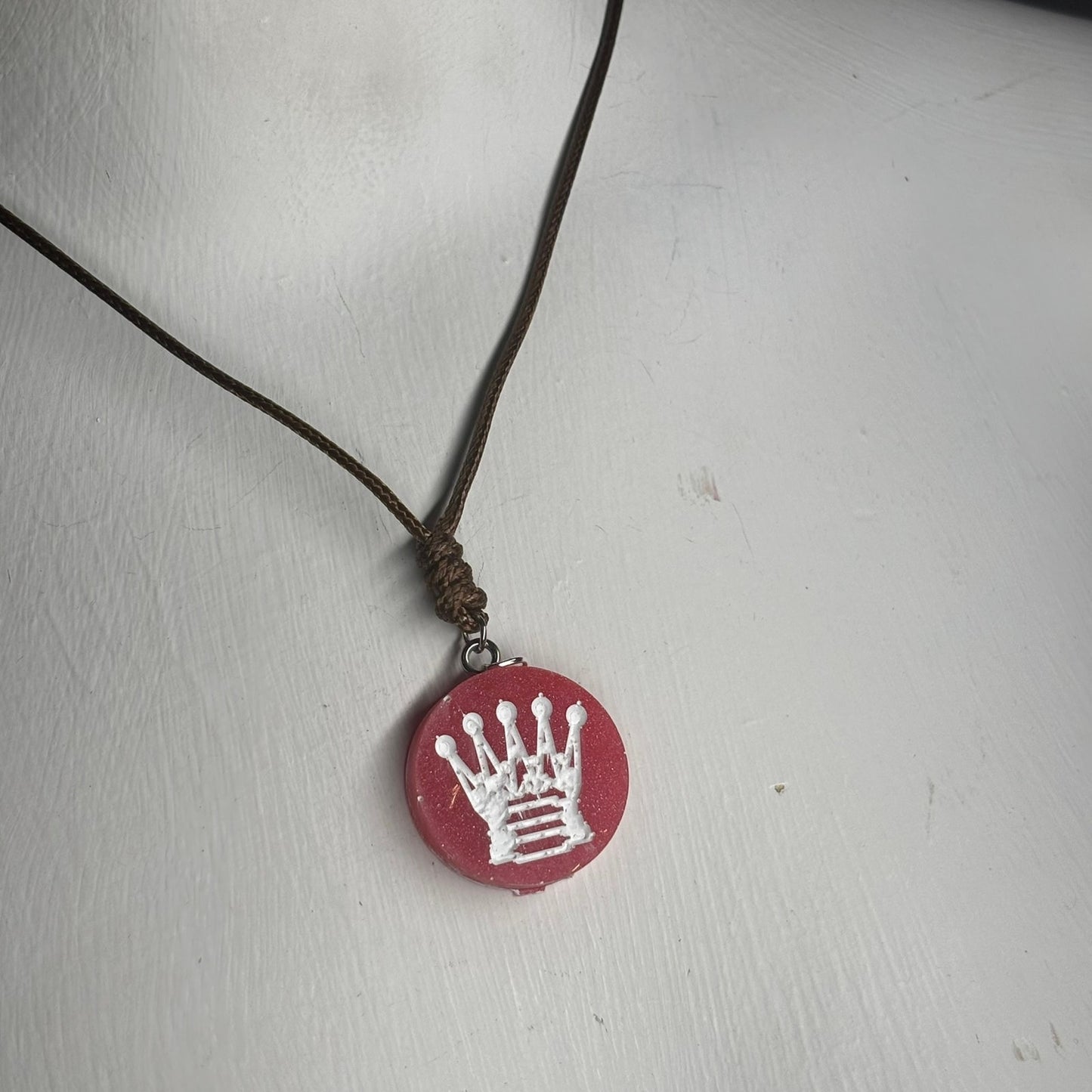 Red Queen - Handmade Resin Chess Necklace