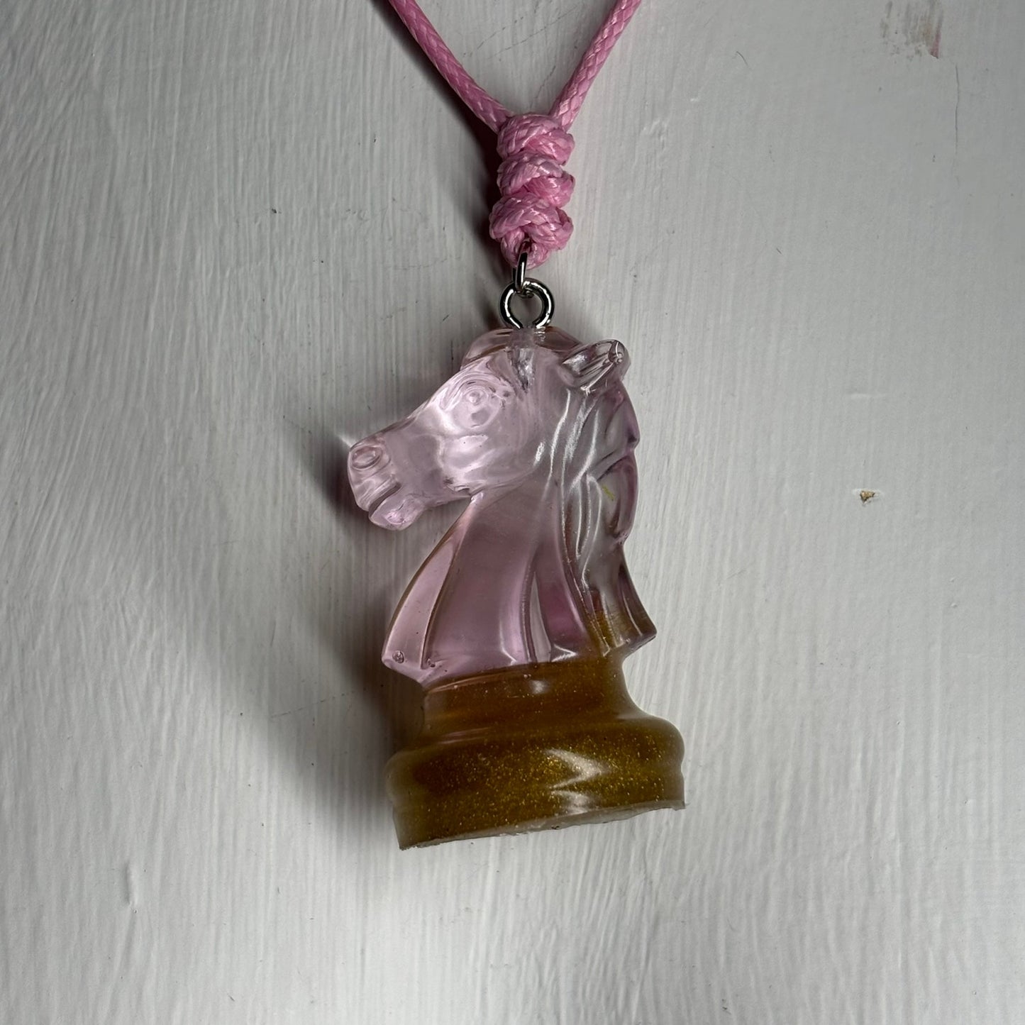 Simple Pink Knight - Handmade Resin Chess Necklace