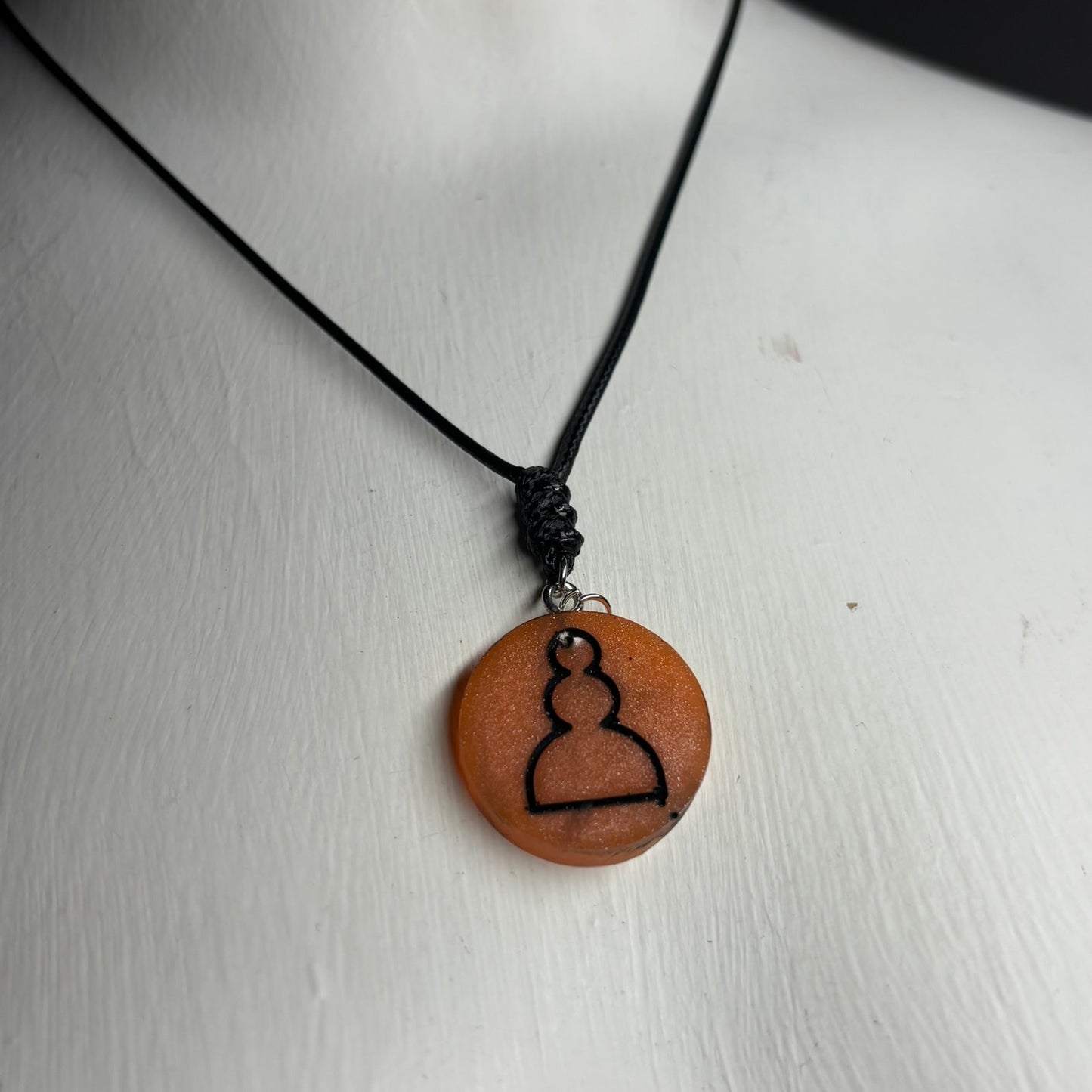 Orange Pawn - Handmade Resin Chess Necklace