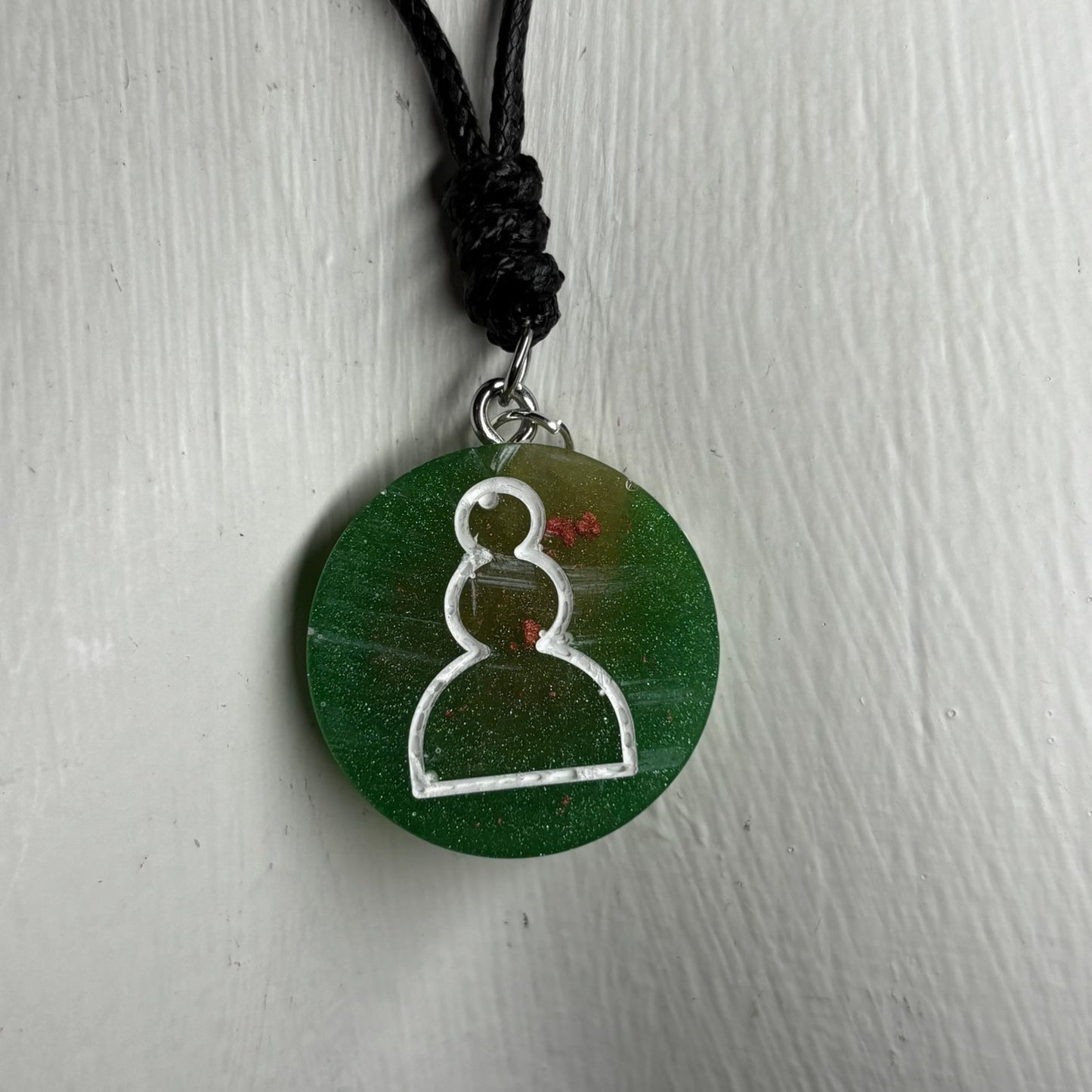 Green Pawn - Handmade Resin Chess Necklace
