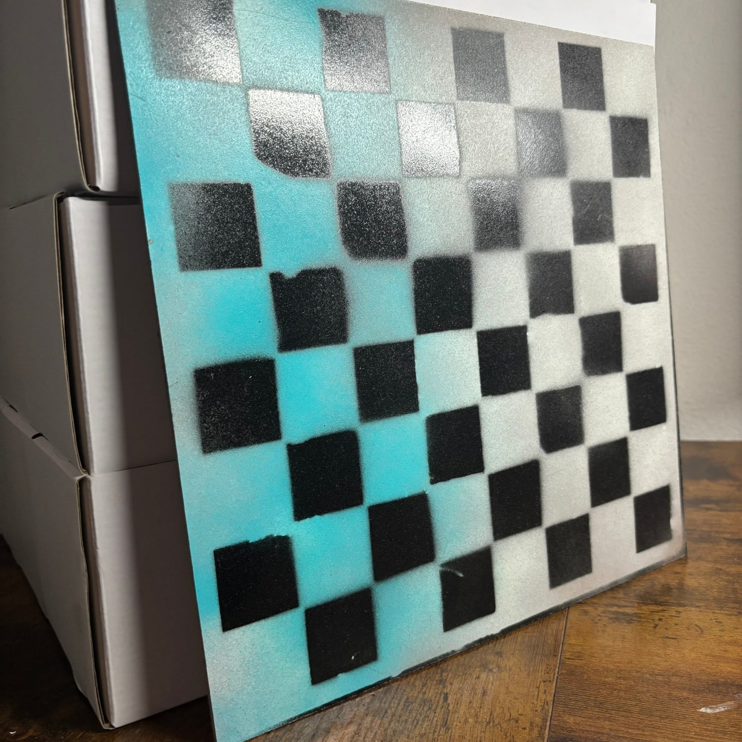 Snow Blue - Painted Chess Board