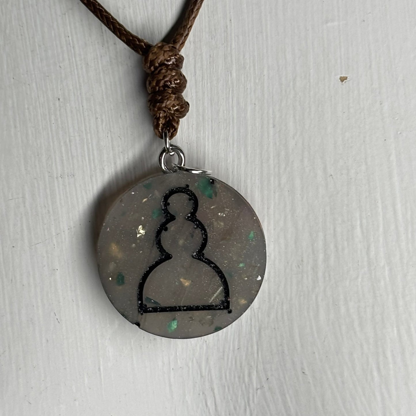 Classic Gray Pawn - Handmade Resin Chess Necklace