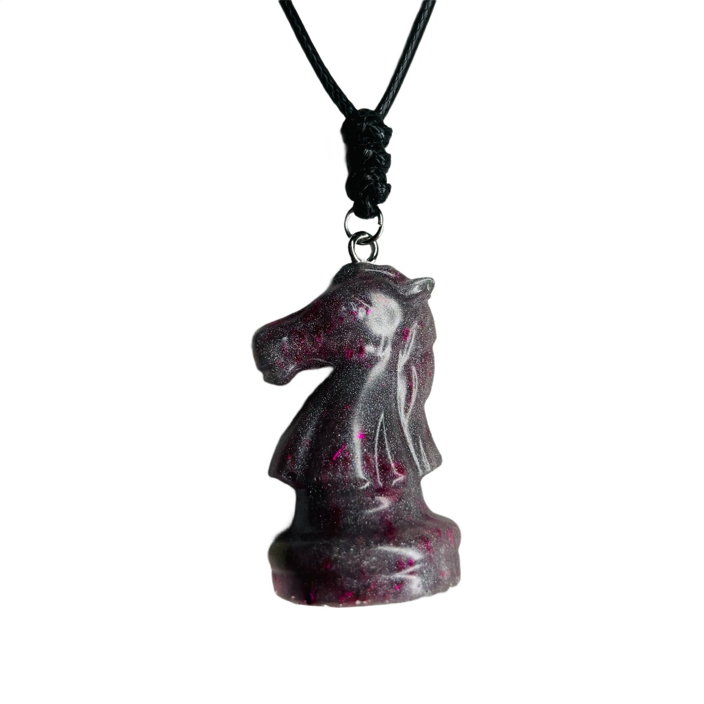 Midnight Purple Knight - Handmade Resin Chess Necklace