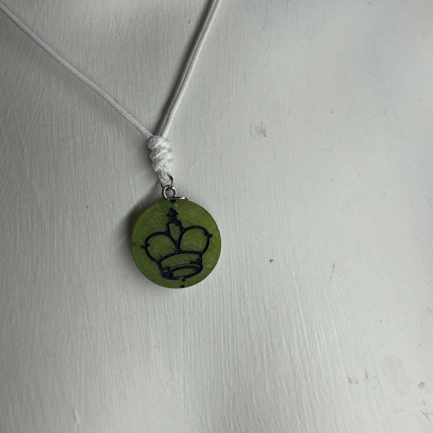 Green King - Handmade Resin Chess Necklace