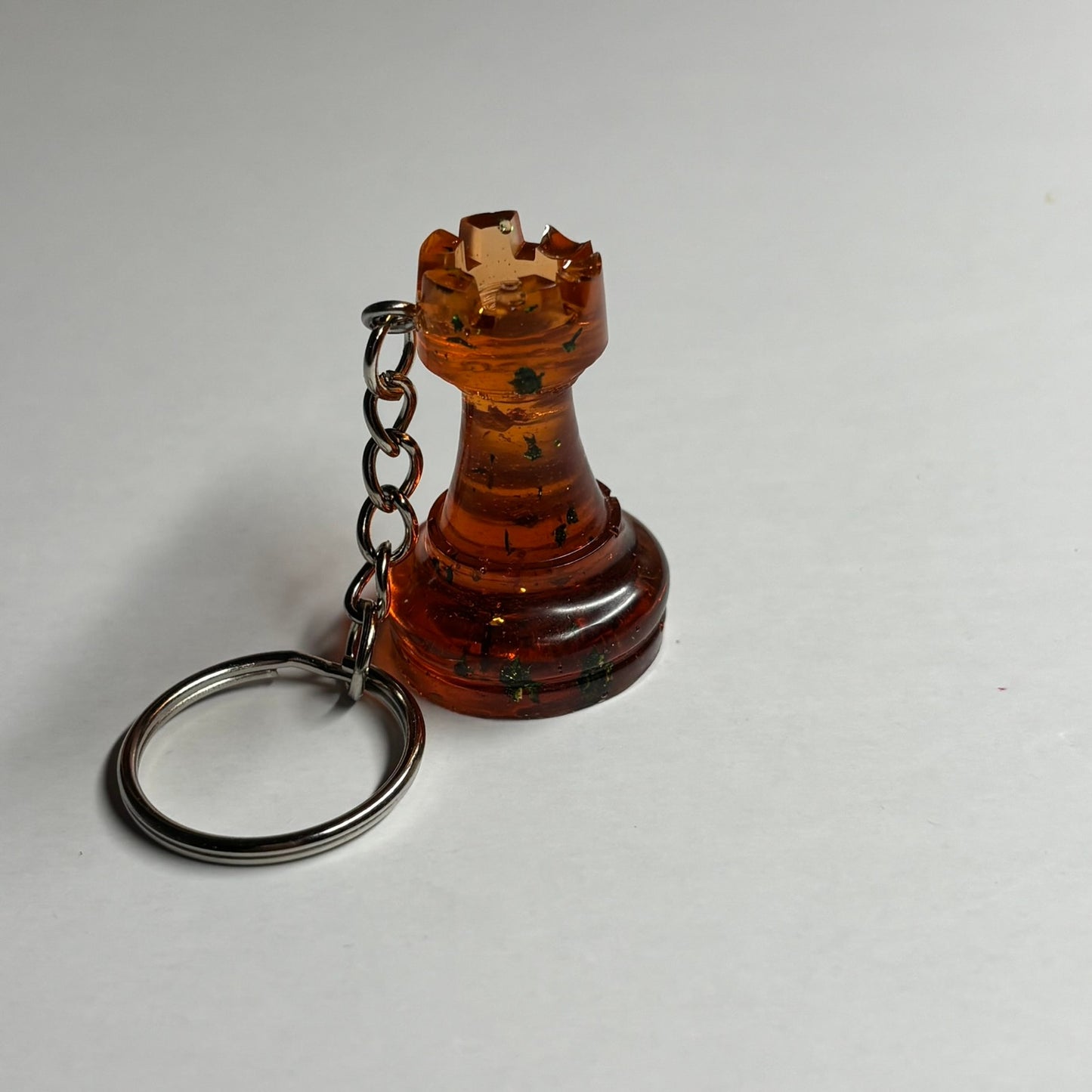 Translucent Amber Rook - Handmade Resin Keychain