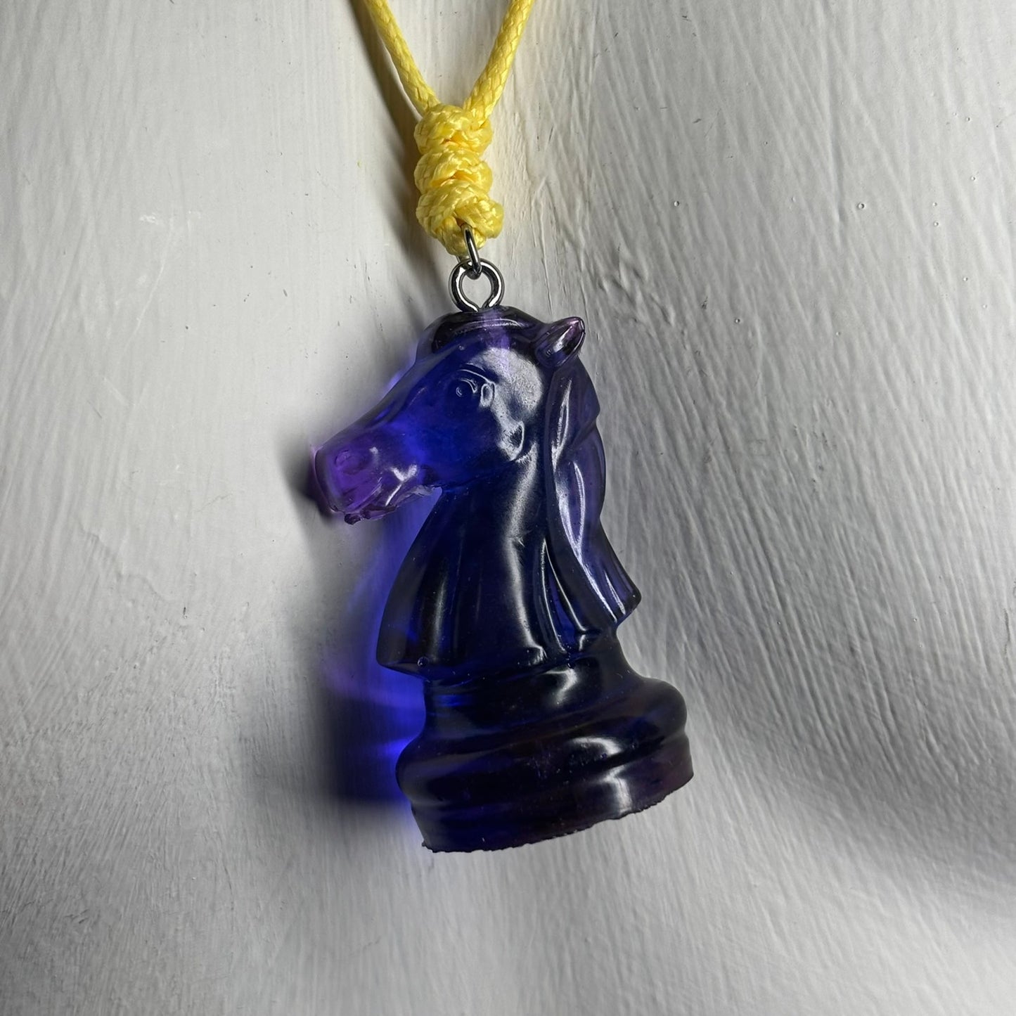 Translucent Purple Knight - Handmade Resin Chess Necklace
