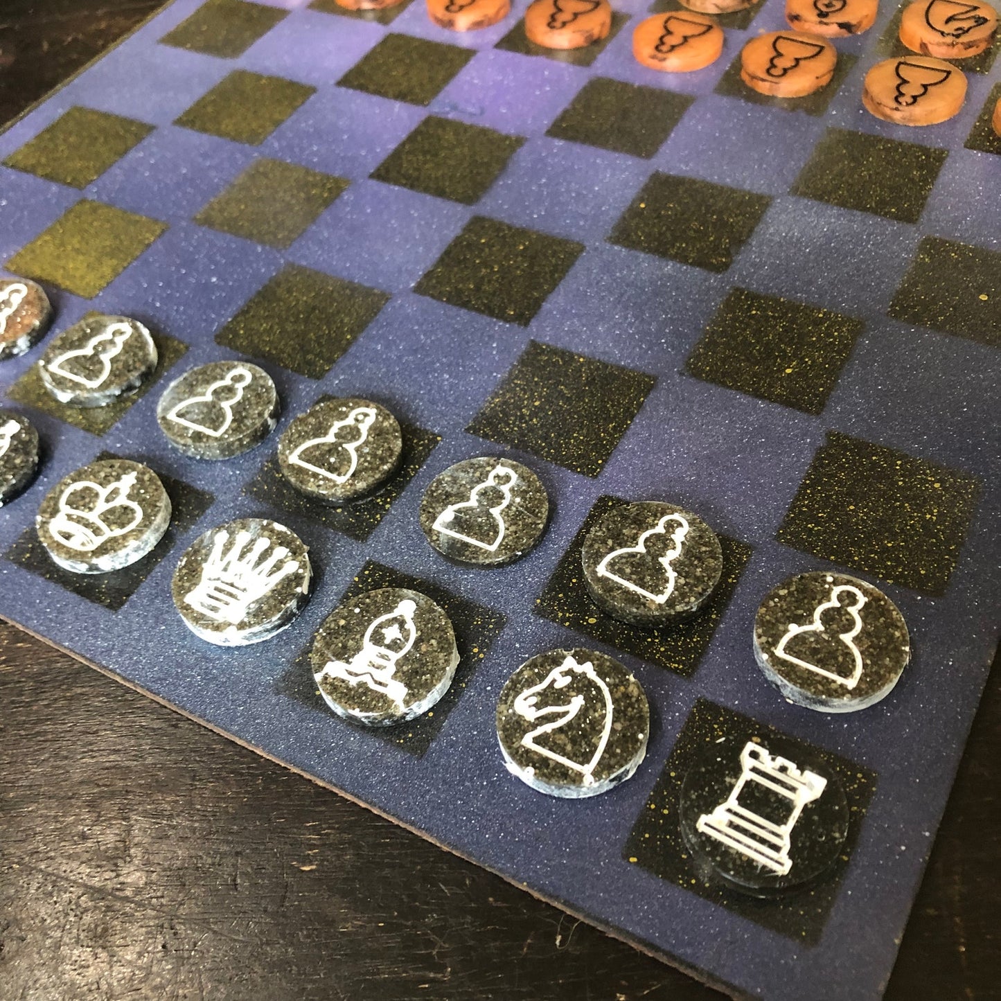 Purple Space - Painted Chess Set