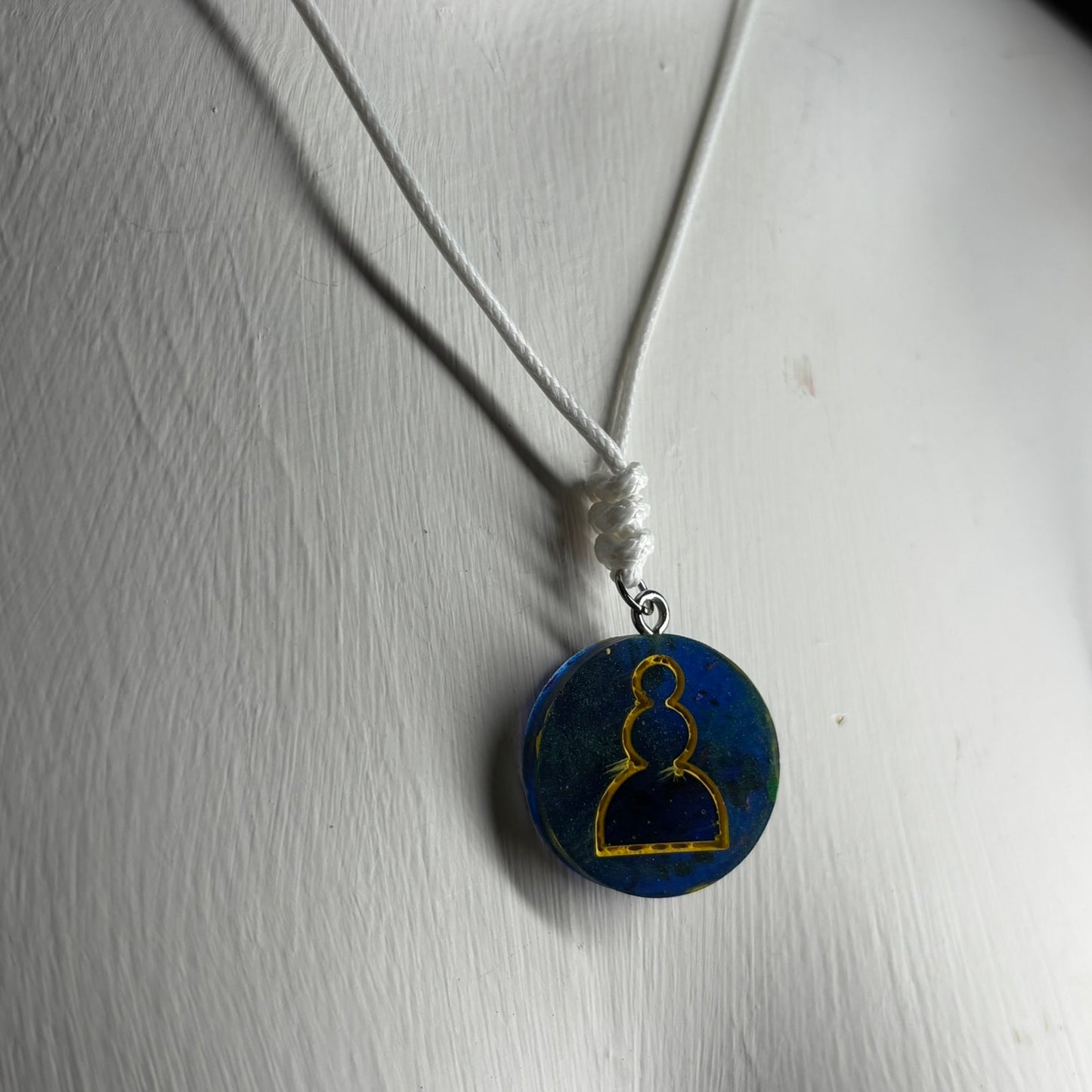 Navy Blue Pawn - Handmade Resin Chess Necklace