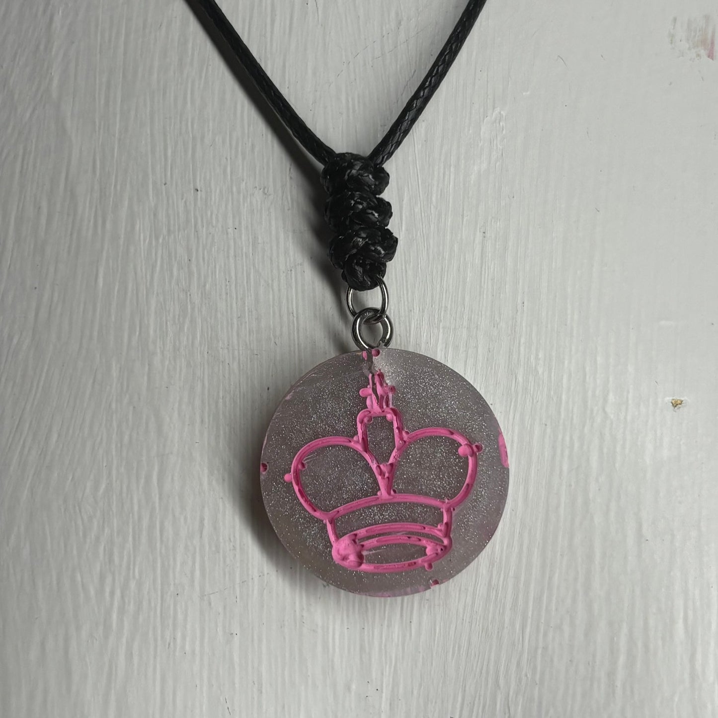 Space Gray Pink King - Handmade Resin Chess Necklace