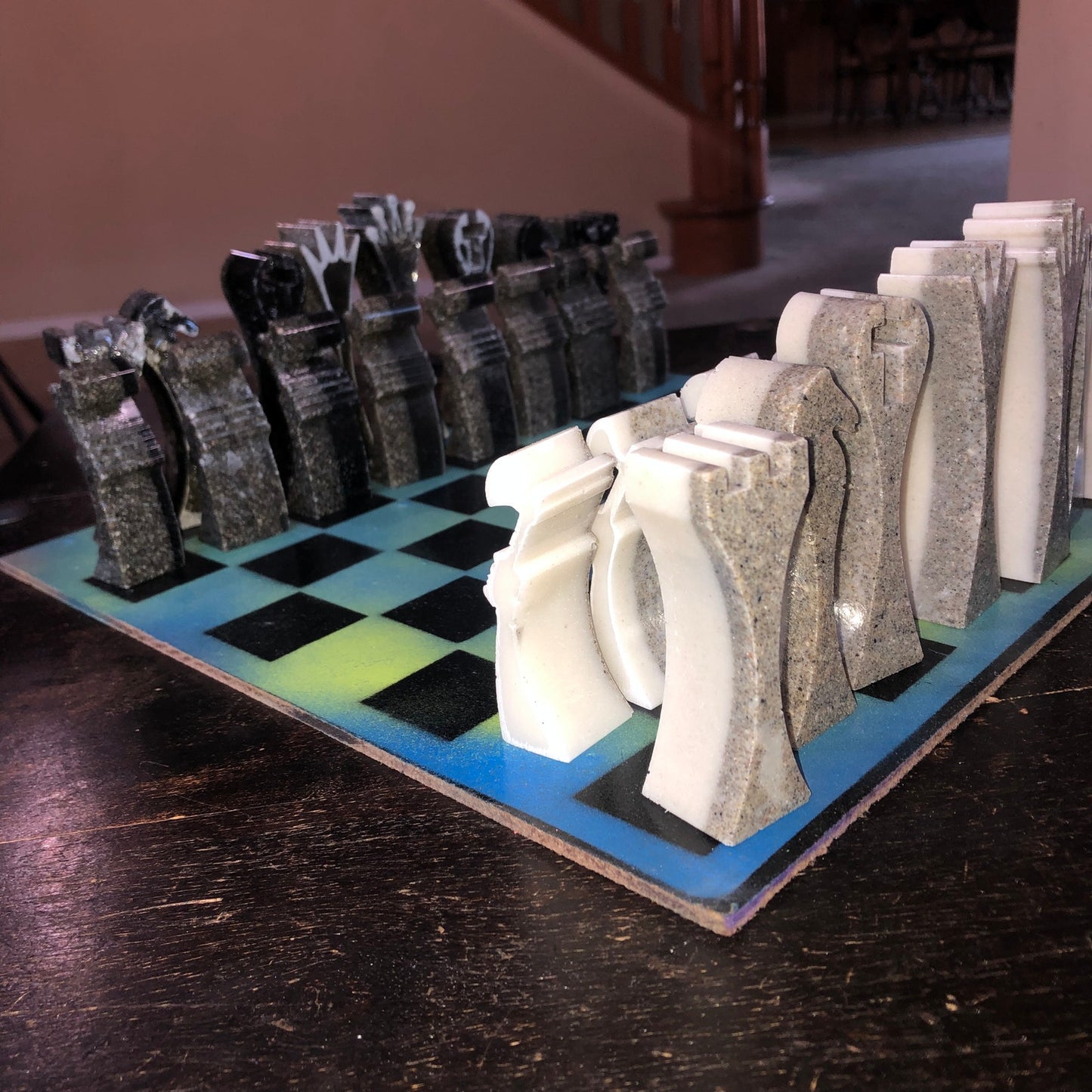 Cosmic Green - Painted Chess Set