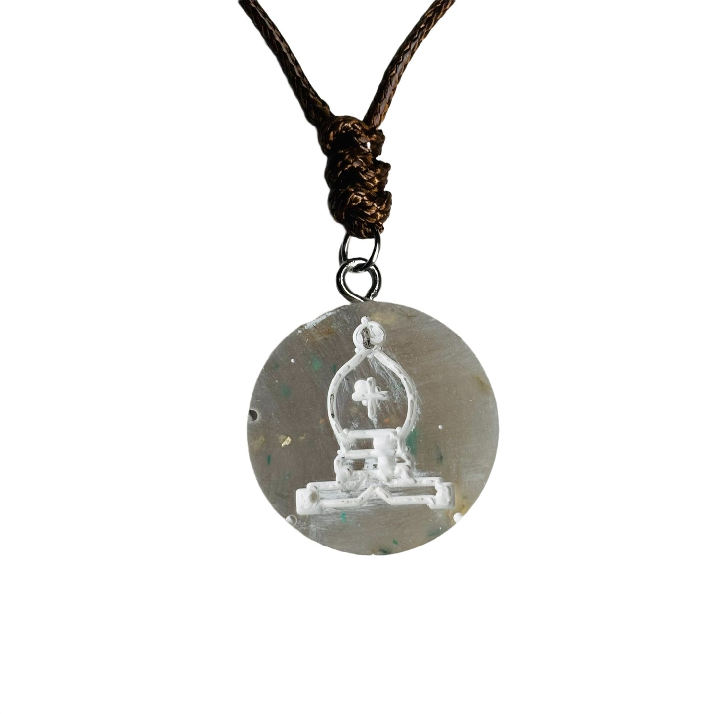 Crystal White Bishop - Handmade Resin Chess Necklace