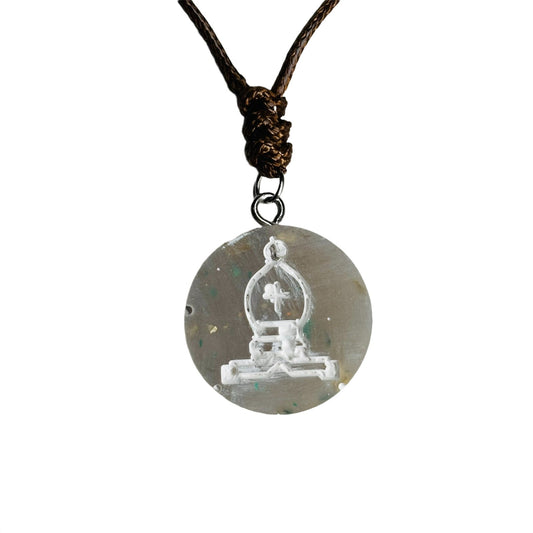 Crystal White Bishop - Handmade Resin Chess Necklace