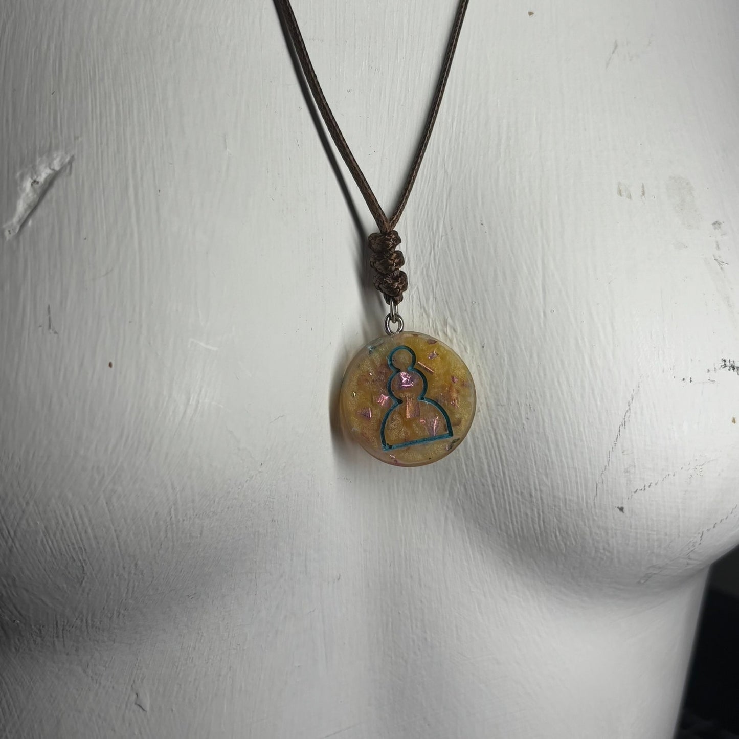 Royal Yellow Pawn - Handmade Resin Chess Necklace