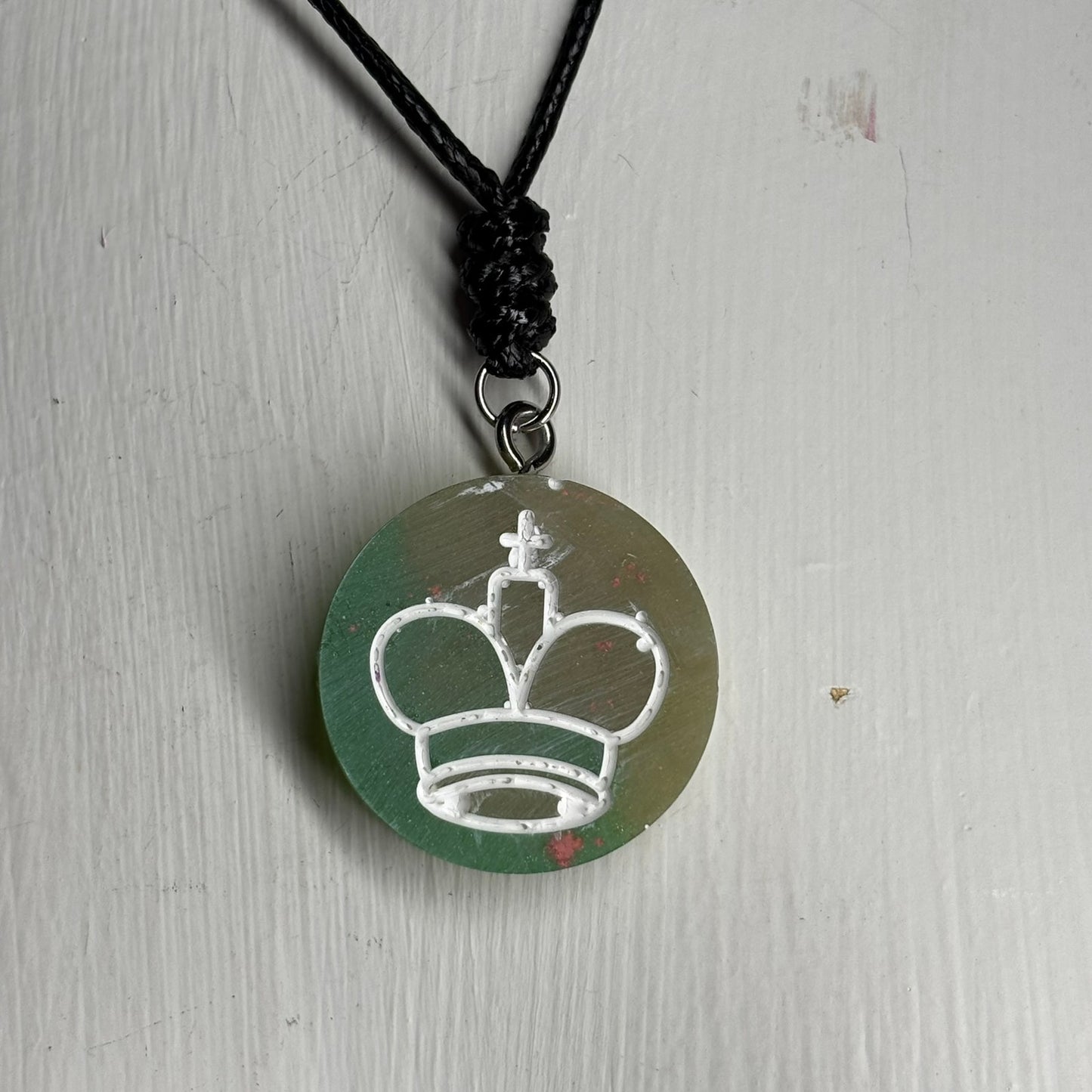 Lime Green King - Handmade Resin Chess Necklace