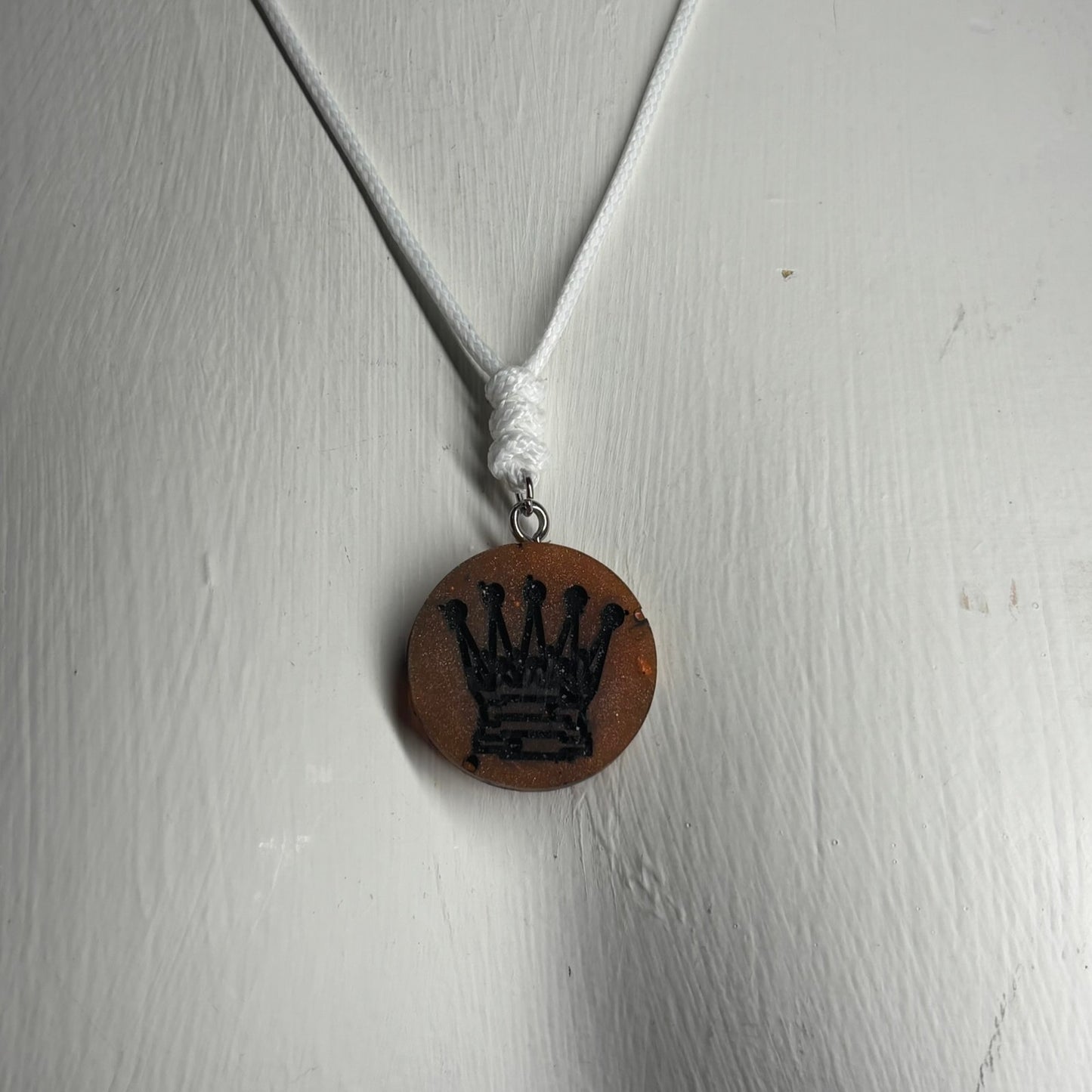 Bronze Dark Queen - Handmade Resin Chess Necklace