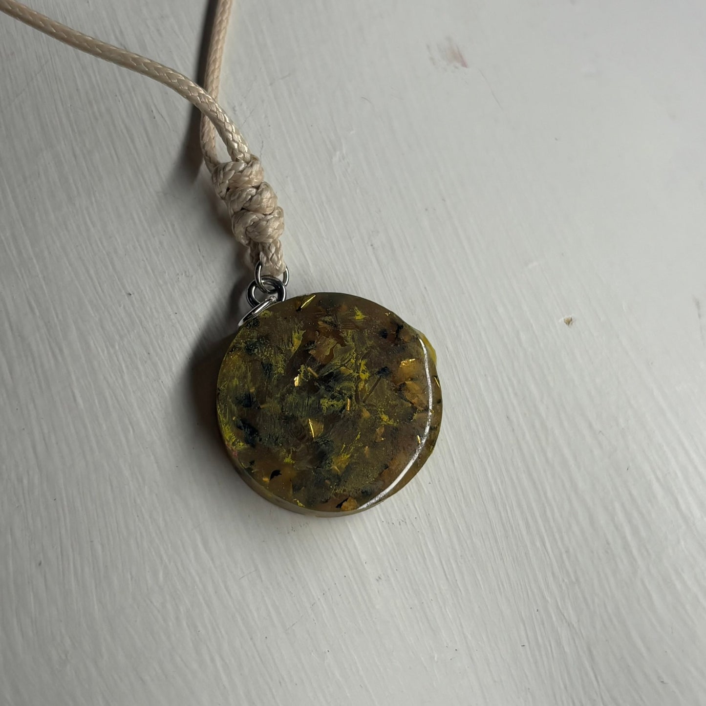 Vintage Yellow Print Queen - Handmade Resin Chess Necklace